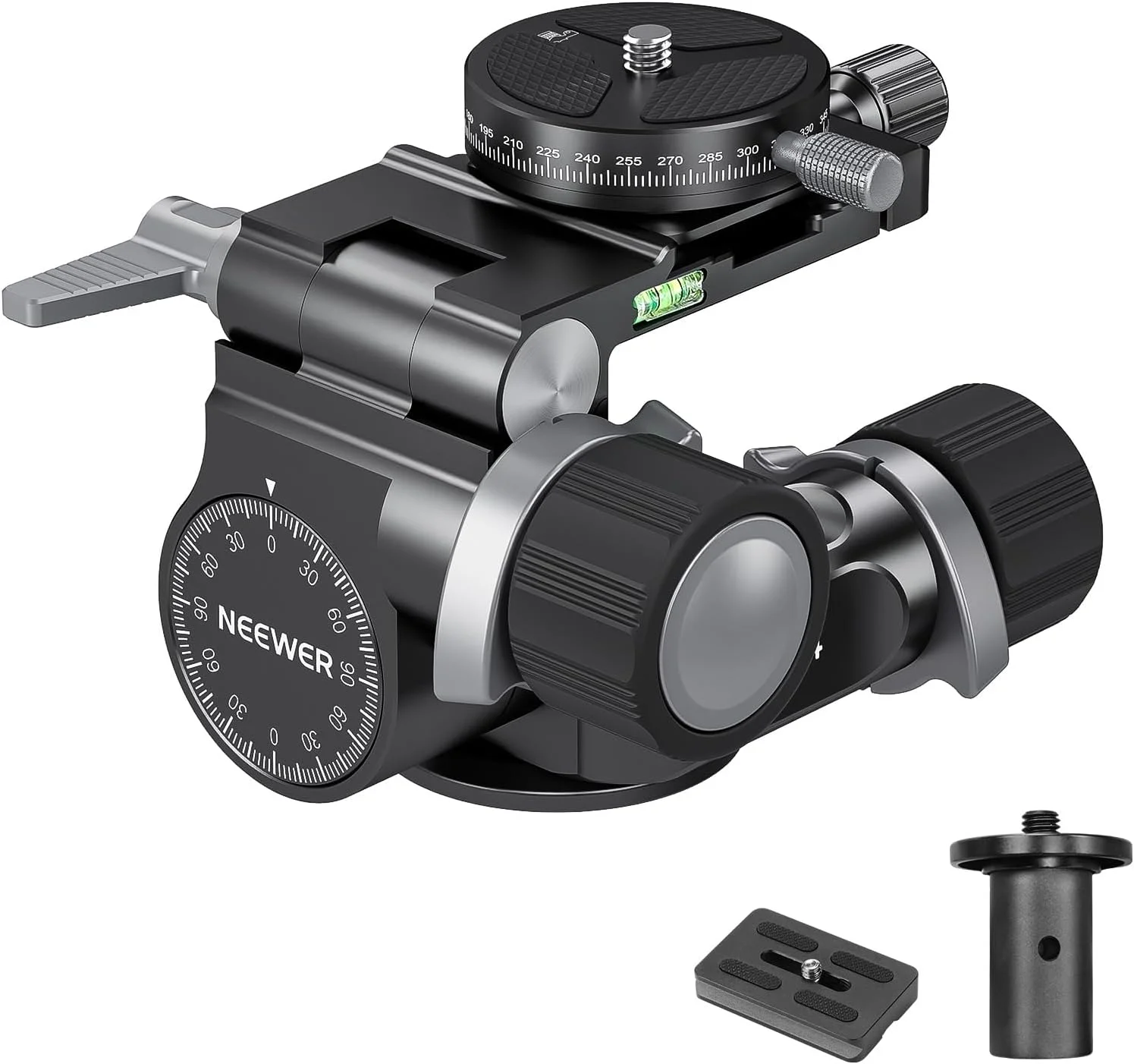 سر سه پایه دو طرفه NEEWER با تنظیم دقیق میلیمتری، سر پن تیلت آلیاژ آلومینیوم، صفحه QR نوع Arca پانوراما 360 درجه سازگار با دوربین های DSLR سونی کانن نیکون، حداکثر بار 6 کیلوگرم، TH14