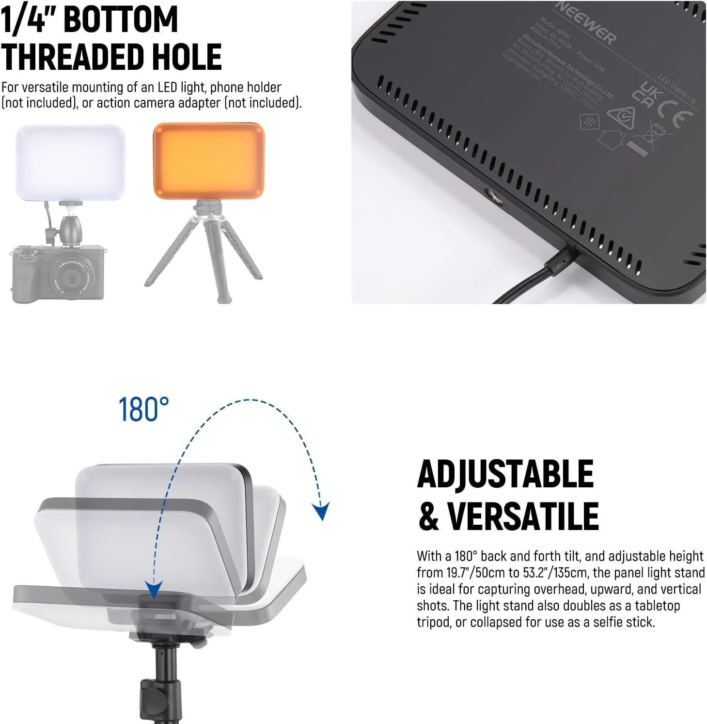 کیت نورپردازی پنل استودیویی NEEWER BASICS، بسته 2 عددی چراغ ویدئویی LED دو رنگ با پایه های سه پایه و فیلترها، نور قابل تنظیم قابل حمل 3200K-5600K CRI95 750lux برای ضبط پادکست استریم عکاسی، BP66 کیت نورپردازی پنل استودیویی NEEWER BASICS، بسته 2 عددی چراغ ویدئویی LED دو رنگ با پایه های سه پایه و فیلترها، نور قابل تنظیم قابل حمل 3200K-5600K CRI95 750lux برای ضبط پادکست استریم عکاسی، BP66