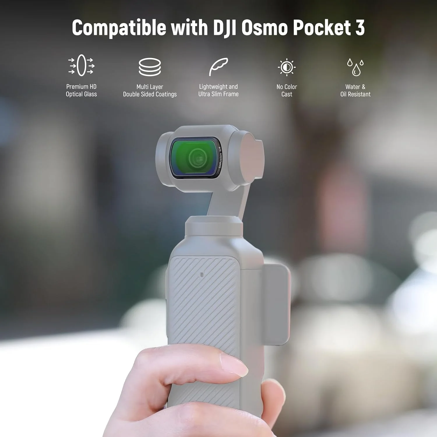مجموعه فیلتر ND مغناطیسی نیوئر سازگار با لوازم جانبی کمبو DJI Osmo Pocket 3 Creator، بسته 4 عددی فیلتر دوربین اکشن چند لایه HD ND16/ND64/ND256/Black Mist Diffusion 1/4 + 2 عدد دستمال تمیز کننده