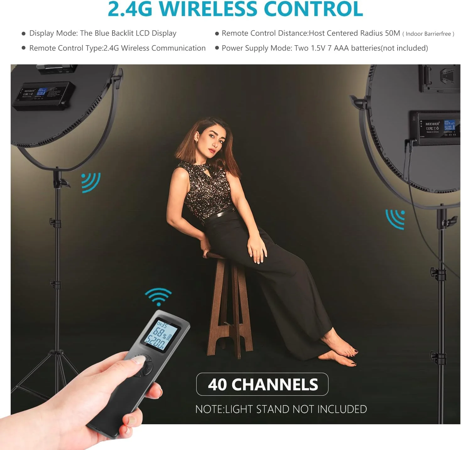 نور استودیویی گرد دو رنگ LED نیور، نور فوق العاده نازک استودیویی فلپجک، نور پرتره 18 اینچی/45.5 سانتی متری 70 واتی با قابلیت تنظیم نور به همراه آداپتور AC / ریموت کنترل بی سیم 2.4G (باتری/پایه نور شامل نمی شود)