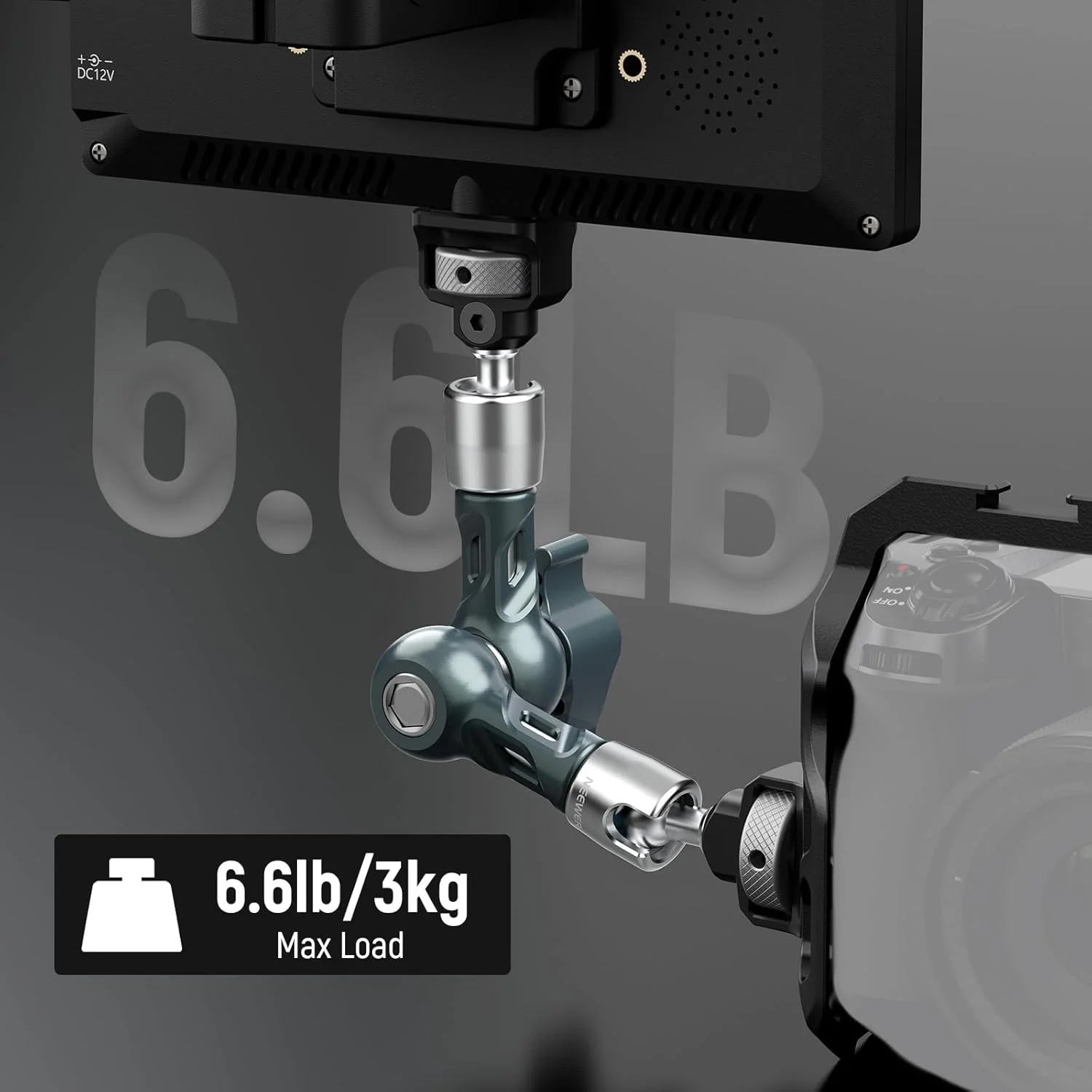 بازوی جادویی مفصلی 7 اینچی NEEWER، پایه مانیتور دوربین با سرهای توپی و پین های ضد پیچش، پیچ های 1/4 و 3/8 اینچی برای دوربین DSLR، دوربین اکشن، وب کم، نور ویدئو، سازگار با قفس SmallRig، حداکثر بار 3 کیلوگرم، UA082