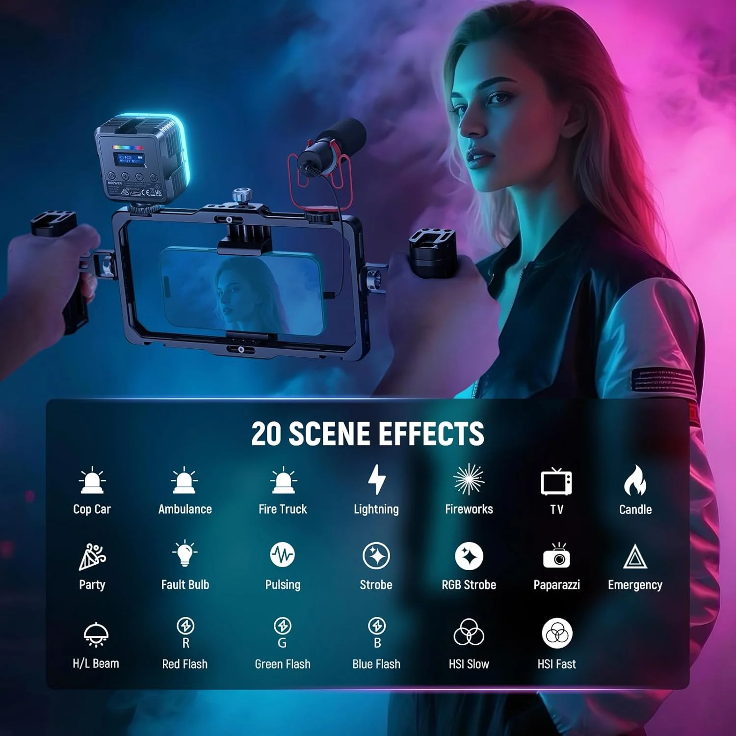 نور ویدئویی دوربین RGB مغناطیسی NEEWER، رنگ کامل 360 درجه RGB61 CRI97+ 2500-8500K پنل LED کوچک قابل حمل 2000mAh برای استریم ویدئو، 3 کفشک سرد، 20 صحنه و پارچه تمیز کننده نور ویدئویی دوربین RGB مغناطیسی NEEWER، رنگ کامل 360 درجه RGB61 CRI97+ 2500-8500K پنل LED کوچک قابل حمل 2000mAh برای استریم ویدئو، 3 کفشک سرد، 20 صحنه و پارچه تمیز کننده