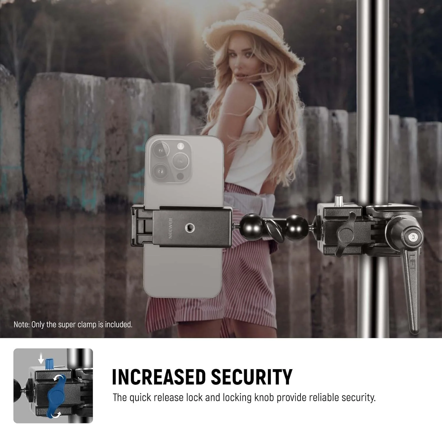 گیره سوپر سنگین NEEWER با حداکثر تحمل وزن 15 کیلوگرم، گیره خرچنگی 2.4 اینچی برای میله گرد و سطح صاف به همراه پیچ 5/8 اینچی / قفل فنری / دستمال تمیز کننده برای نور دوربین عکاسی استودیویی گیره سوپر سنگین NEEWER با حداکثر تحمل وزن 15 کیلوگرم، گیره خرچنگی 2.4 اینچی برای میله گرد و سطح صاف به همراه پیچ 5/8 اینچی / قفل فنری / دستمال تمیز کننده برای نور دوربین عکاسی استودیویی