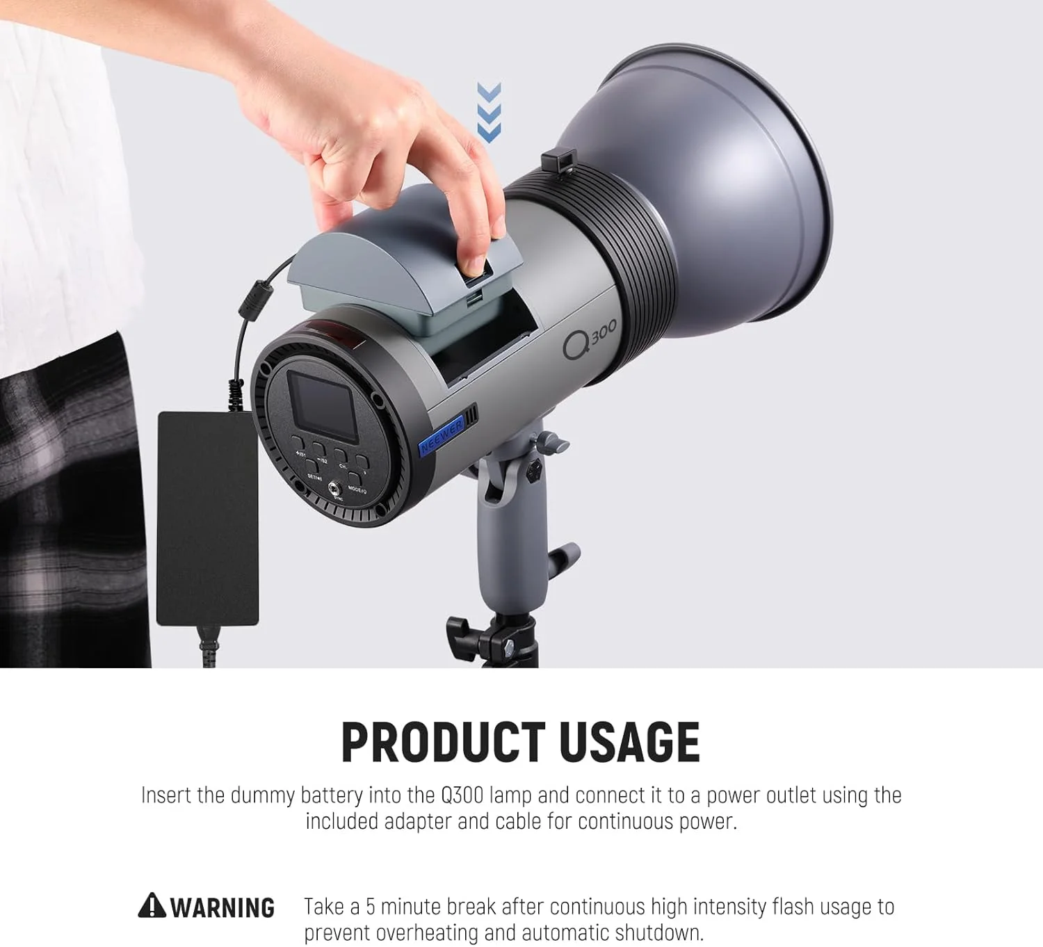 کیت باتری غیرواقعی NEEWER Q300 برای فلاش استروب بیرونی با آداپتور برق AC و کابل (پریز UK)، جایگزین 12.6 ولت 20 آمپر برای باتری، محافظت ایمنی هوشمند، طول 5 متر، NT-Q300 کیت باتری غیرواقعی NEEWER Q300 برای فلاش استروب بیرونی با آداپتور برق AC و کابل (پریز UK)، جایگزین 12.6 ولت 20 آمپر برای باتری، محافظت ایمنی هوشمند، طول 5 متر، NT-Q300