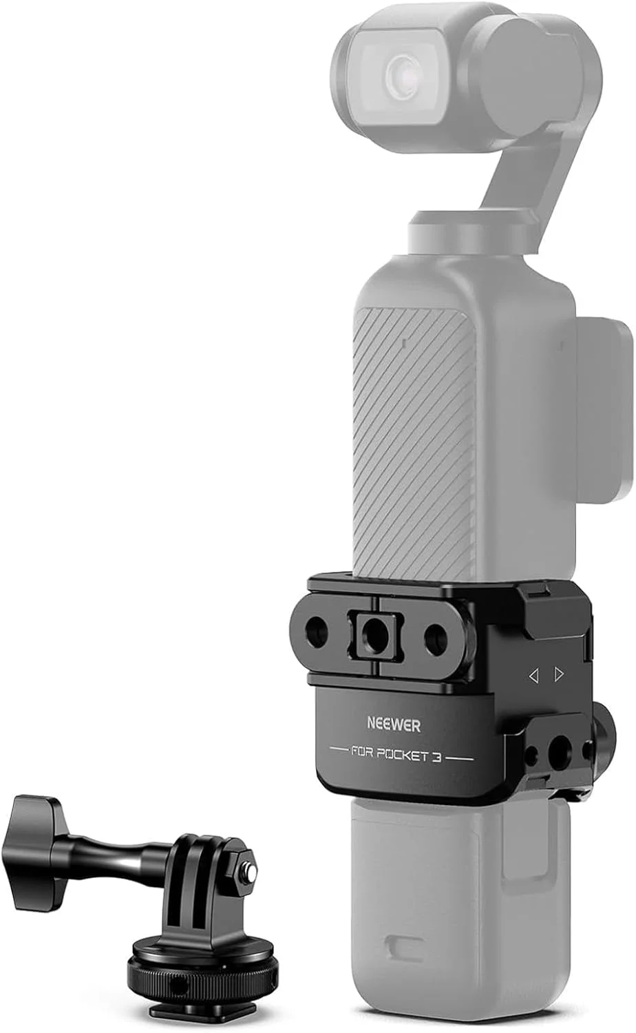 محافظ و آداپتور دوربین اکشن NEEWER Pocket 3 سازگار با DJI Osmo Pocket 3 و Action 2 Magnetic Mount، ریگ گیمبال آلیاژ آلومینیوم با رزوه ¼ اینچ و کفشک سرد برای توسعه لوازم جانبی، AC009 PRO