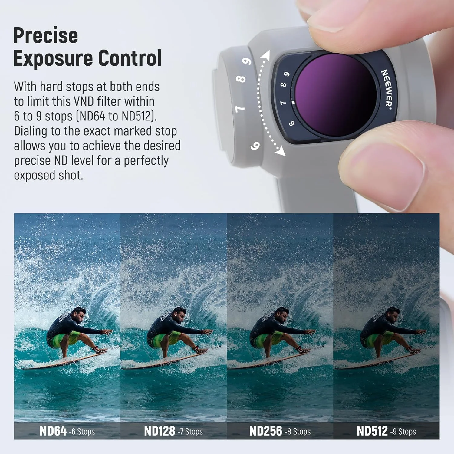 فیلتر ND متغیر نیوئر سازگار با لوازم جانبی DJI Osmo Pocket 3 Creator Combo، فیلتر کاهنده نور مغناطیسی ND64-512 با قابلیت تنظیم 6-9 استاپ به همراه 2 عدد محافظ صفحه نمایش و 2 عدد دستمال تمیز کننده فیلتر ND متغیر نیوئر سازگار با لوازم جانبی DJI Osmo Pocket 3 Creator Combo، فیلتر کاهنده نور مغناطیسی ND64-512 با قابلیت تنظیم 6-9 استاپ به همراه 2 عدد محافظ صفحه نمایش و 2 عدد دستمال تمیز کننده