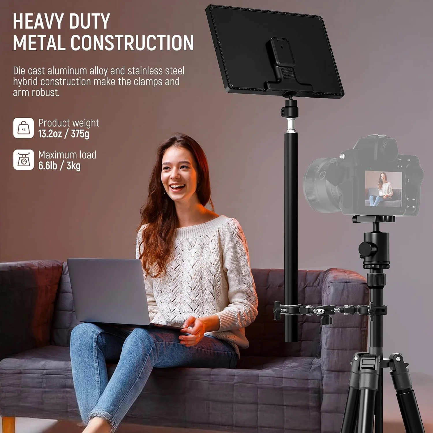 نگهدارنده دوربین گیره ای دوبل Neewer با بازوی جادویی، رابط NATO، کفشک سرد، سوراخ های ¼ اینچی برای ARRI، پایه نورپردازی استودیویی رومیزی، میله متقاطع، نگهدارنده چتر، مدل UA060