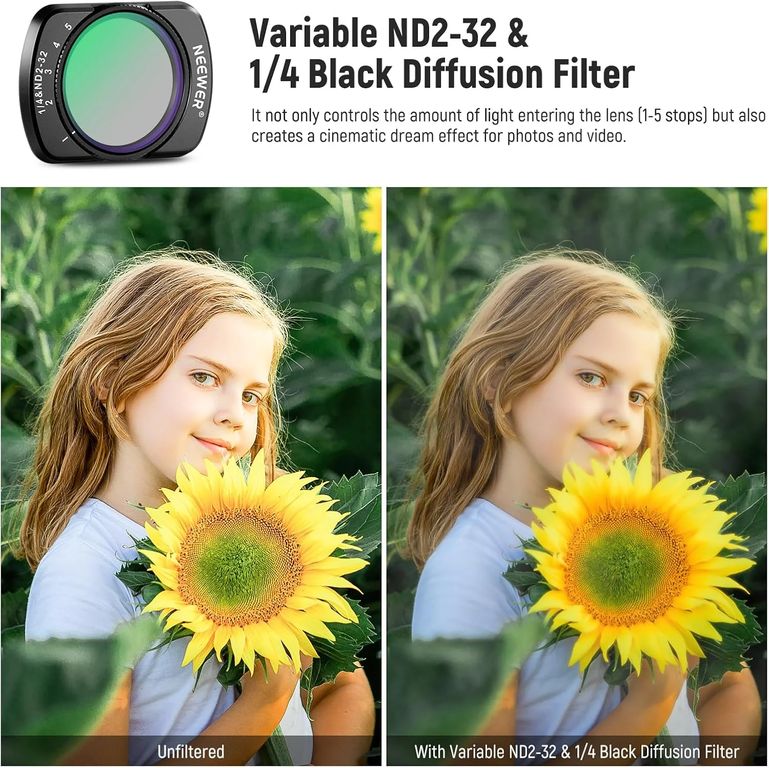 فیلتر متغیر ND و Black Diffusion 1/4 نیور سازگار با لوازم جانبی DJI Osmo Pocket 3 Creator Combo، ND2-32، فیلتر مغناطیسی 2 در 1 برای دوربین های اکشن با محافظ صفحه نمایش و لوازم تمیز کننده فیلتر متغیر ND و Black Diffusion 1/4 نیور سازگار با لوازم جانبی DJI Osmo Pocket 3 Creator Combo، ND2-32، فیلتر مغناطیسی 2 در 1 برای دوربین های اکشن با محافظ صفحه نمایش و لوازم تمیز کننده