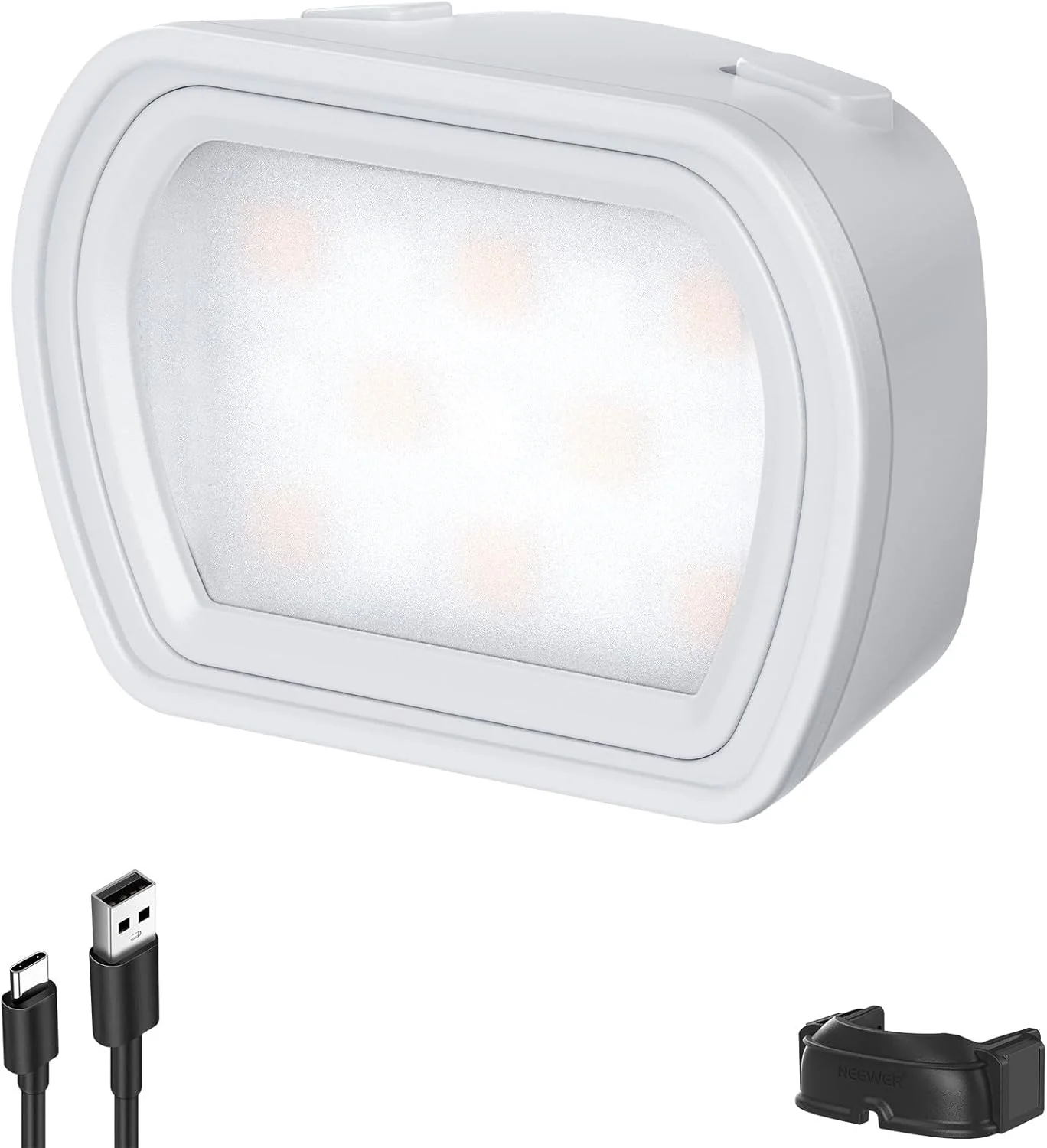 نور کمکی مغناطیسی NEEWER Basics سازگار با دوربین گیمبال DJI OSMO Pocket 3، نور LED جانبی قابل شارژ USB C با توان 1.3 وات برای سلفی، ولاگ و ضبط ویدیو، مدل M21 خاکستری