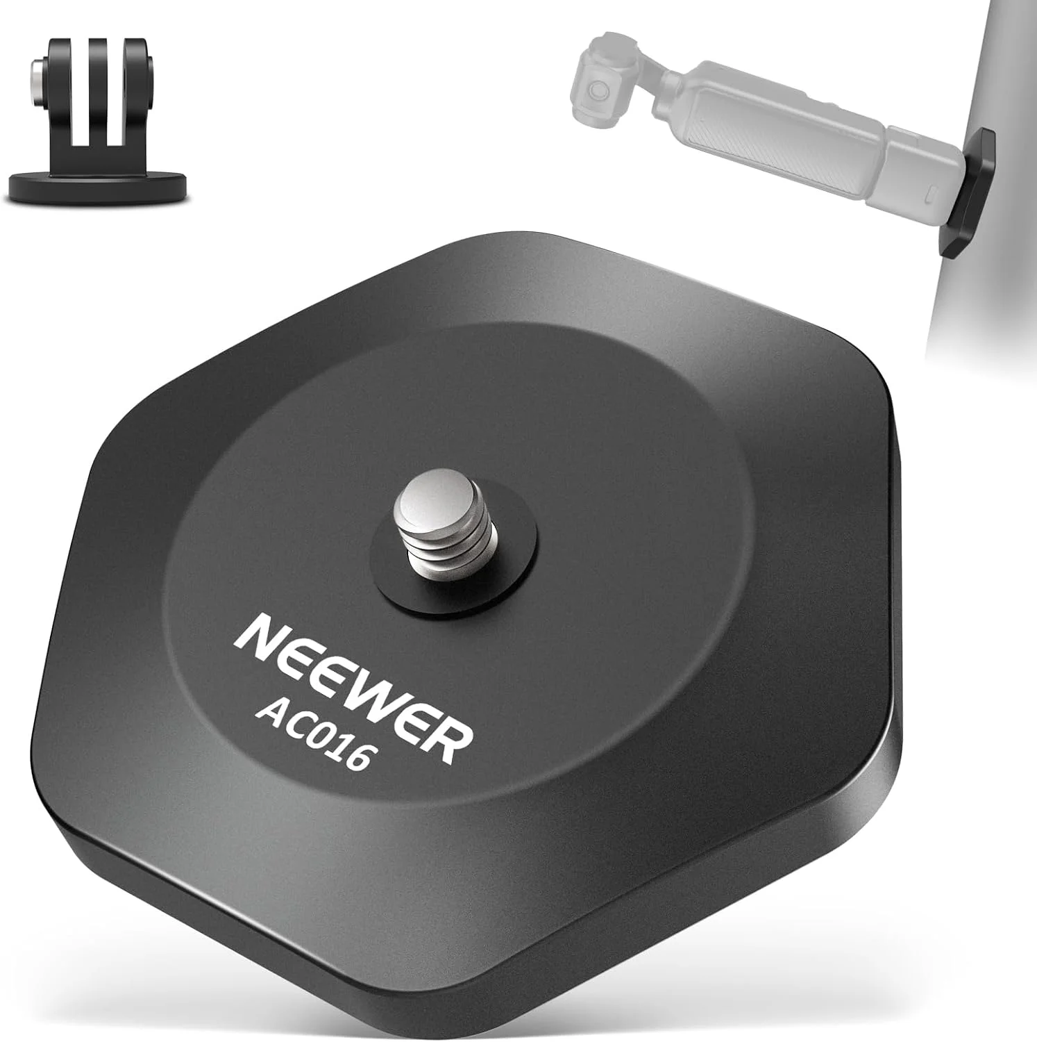 پایه مغناطیسی دوربین نیور سازگار با DJI Osmo Pocket 3 Insta360 X4/3/GO 3S/3، پایه مغناطیسی قوی با قابلیت رهاسازی سریع با پیچ 1/4 اینچی برای دوربین گیمبال، روکش لاستیکی، AC016