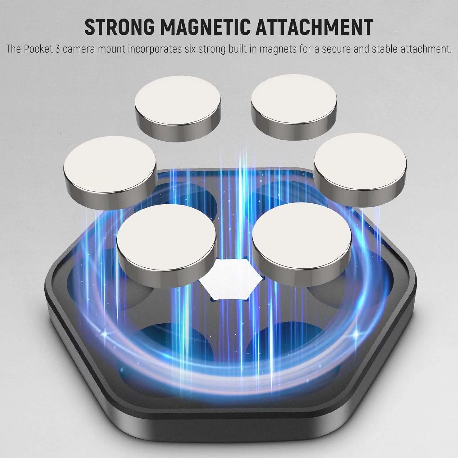 پایه مغناطیسی دوربین نیور سازگار با DJI Osmo Pocket 3 Insta360 X4/3/GO 3S/3، پایه مغناطیسی قوی با قابلیت رهاسازی سریع با پیچ 1/4 اینچی برای دوربین گیمبال، روکش لاستیکی، AC016