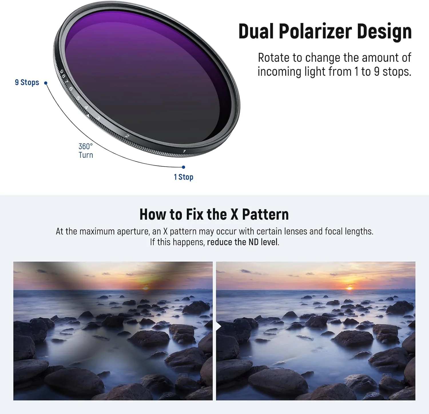 مجموعه فیلتر 82 میلیمتری ND متغیر و دیفیوژن مه سیاه 1/4 NEEWER، بسته 2 عددی شیشه اپتیکال چندلایه با چگالی خنثی ND2-400 و فیلتر جلوههای سینمایی نرم و رویایی برای لنز دوربین مجموعه فیلتر 82 میلیمتری ND متغیر و دیفیوژن مه سیاه 1/4 NEEWER، بسته 2 عددی شیشه اپتیکال چندلایه با چگالی خنثی ND2-400 و فیلتر جلوههای سینمایی نرم و رویایی برای لنز دوربین