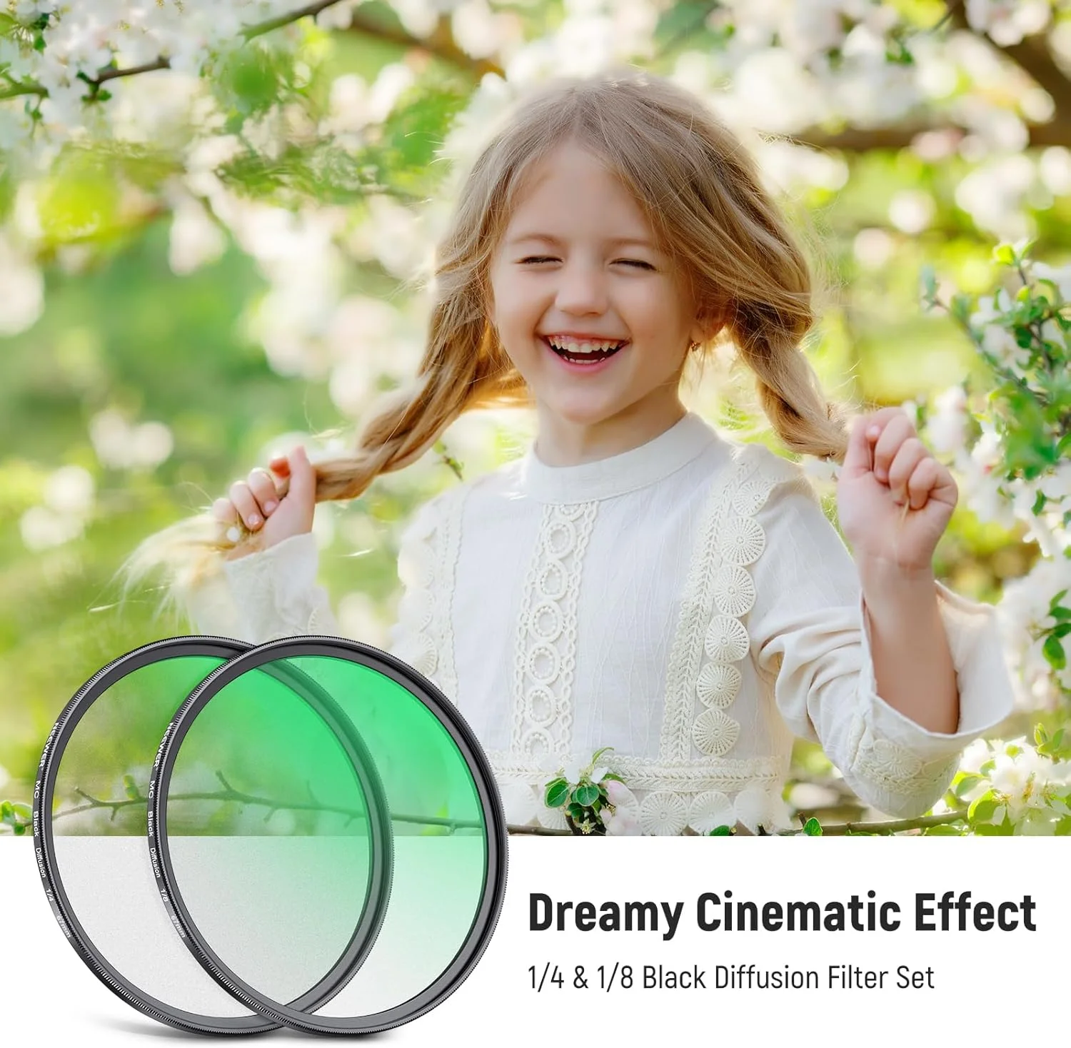 مجموعه فیلتر لنز دوربین مه سیاه NEEWER 67mm 1/4 و 1/8 (بسته 2 عددی)، فیلتر جلوه سینمایی رویایی شیشه ای چند لایه با جعبه نگهداری و 2 عدد پارچه تمیز کننده برای عکاسی پرتره و فیلمبرداری