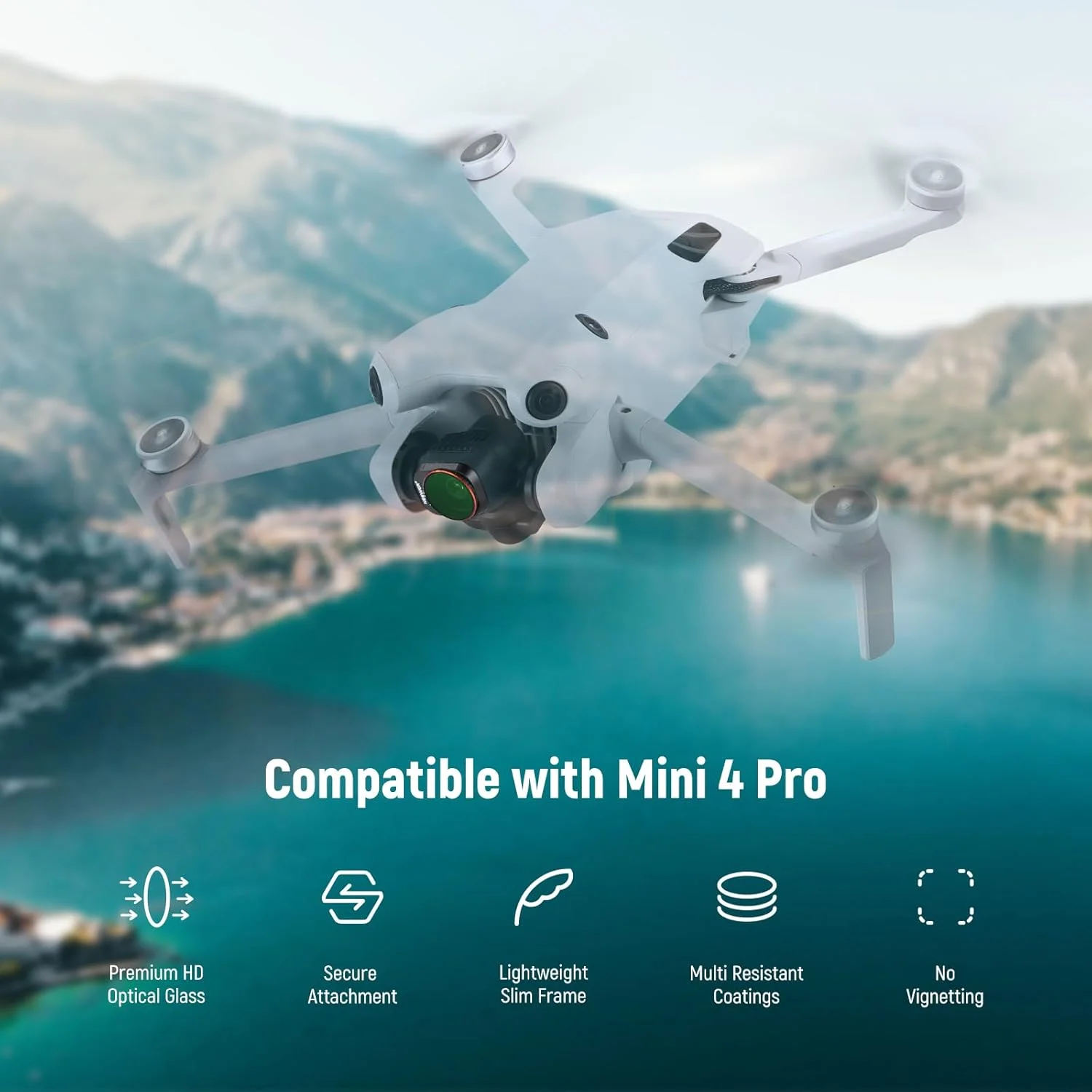 مجموعه فیلتر ND نیور سازگار با DJI Mini 4 Pro، بسته 6 عددی شیشه اپتیکال HD چند لایه ND8 ND16 ND32 ND64 ND128 CPL پلاریزه دایره ای خنثی لوازم جانبی پهپاد، 2 عدد دستمال تمیز کننده