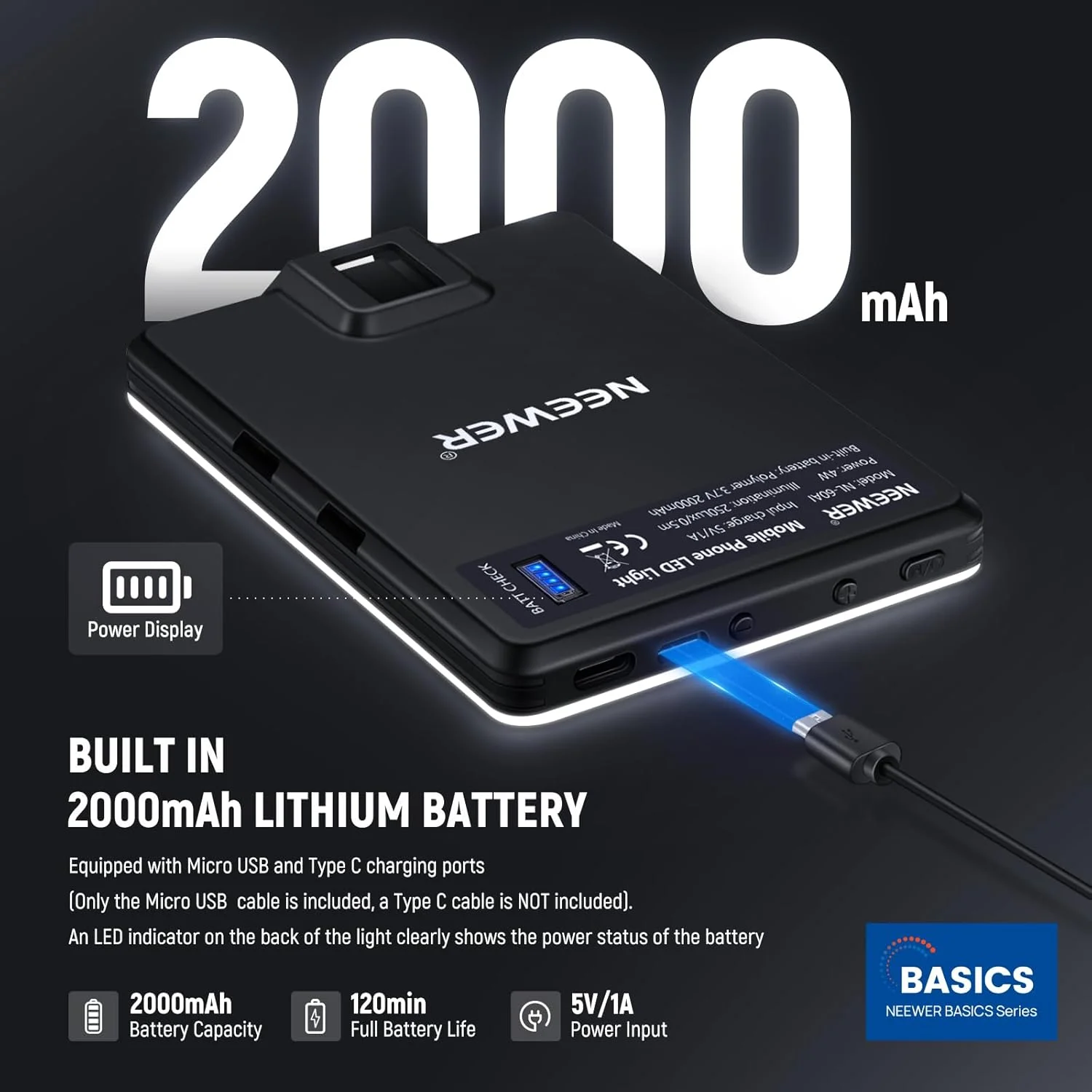 نور سلفی گیره ای LED نیور بیسیکس سازگار با آیفون، 2000 میلی آمپر قابل شارژ، نگهدارنده گیره تلفن و پارچه تمیز کننده، نور پر کننده برای کنفرانس ویدیویی زوم لپ تاپ وب کم، NL-60AI نور سلفی گیره ای LED نیور بیسیکس سازگار با آیفون، 2000 میلی آمپر قابل شارژ، نگهدارنده گیره تلفن و پارچه تمیز کننده، نور پر کننده برای کنفرانس ویدیویی زوم لپ تاپ وب کم، NL-60AI