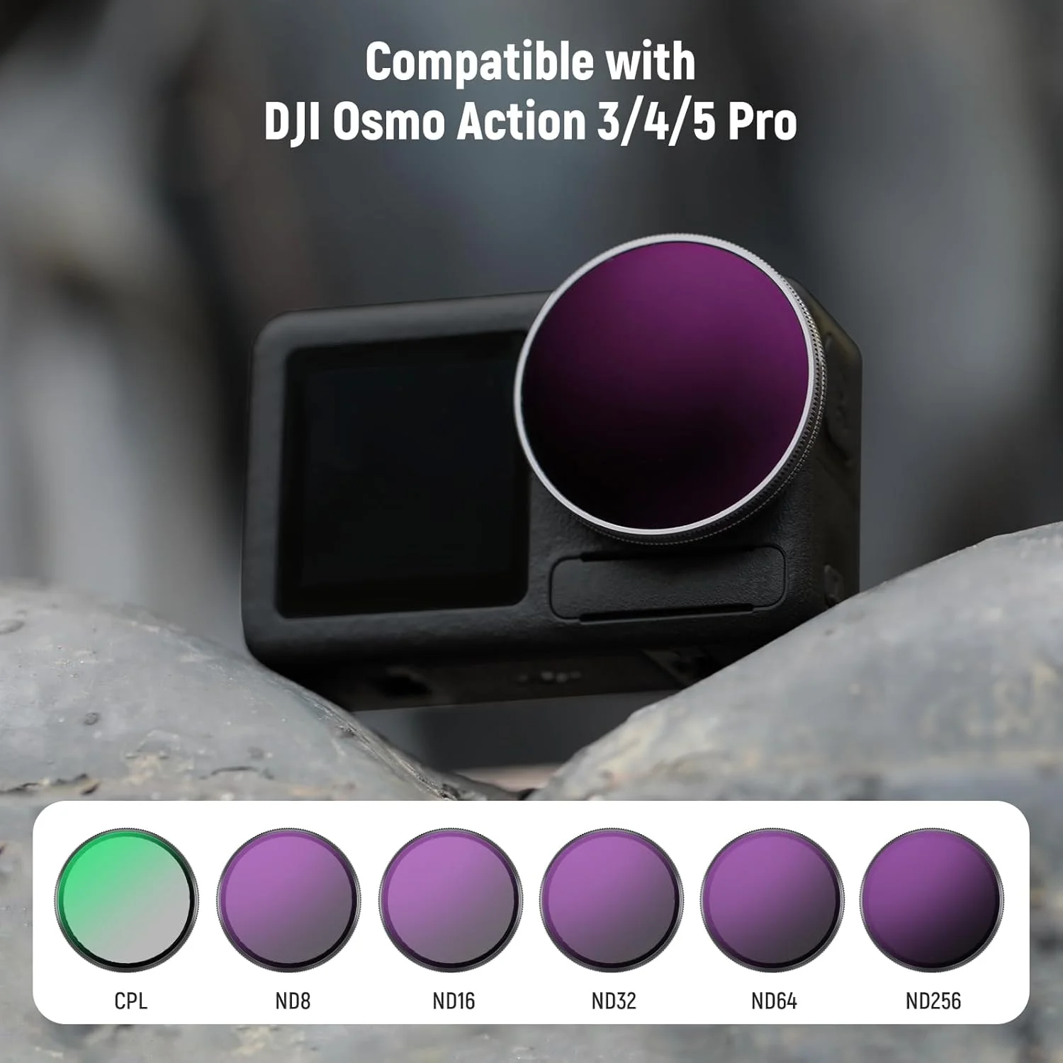 مجموعه فیلتر ND نیور سازگار با DJI Osmo Action 5 Pro/4/3، بسته 6 عددی ND8+ND16+ND32+ND64+ND256+CPL فیلتر پلاریزه با تراکم خنثی، لوازم جانبی دوربین اکشن، شیشه اپتیکال HD چند لایه، FL-A98 مجموعه فیلتر ND نیور سازگار با DJI Osmo Action 5 Pro/4/3، بسته 6 عددی ND8+ND16+ND32+ND64+ND256+CPL فیلتر پلاریزه با تراکم خنثی، لوازم جانبی دوربین اکشن، شیشه اپتیکال HD چند لایه، FL-A98
