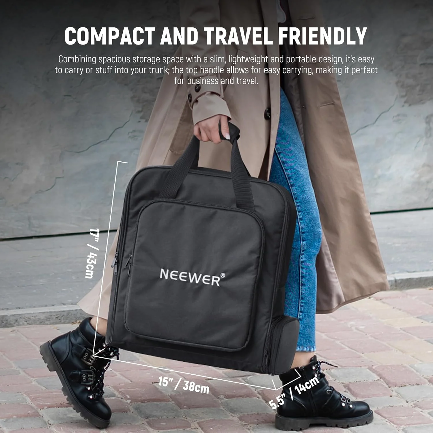 کیف مسافرتی قابل حمل نیور سازگار با دیش کوچک استارلینک و لوازم جانبی، کیف حمل محافظ سبک وزن برای فضای باز با بخش جداگانه برای سه پایه تاشو تا 44 سانتی متر، RU-012