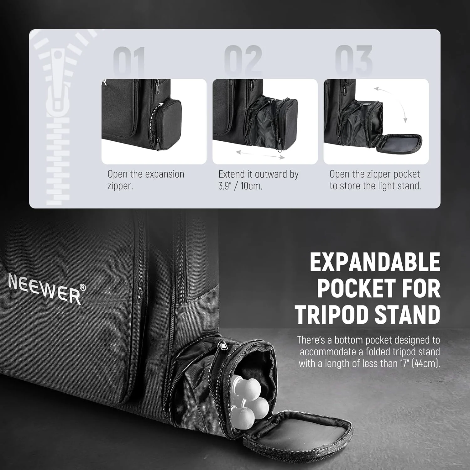 کیف مسافرتی قابل حمل نیور سازگار با دیش کوچک استارلینک و لوازم جانبی، کیف حمل محافظ سبک وزن برای فضای باز با بخش جداگانه برای سه پایه تاشو تا 44 سانتی متر، RU-012