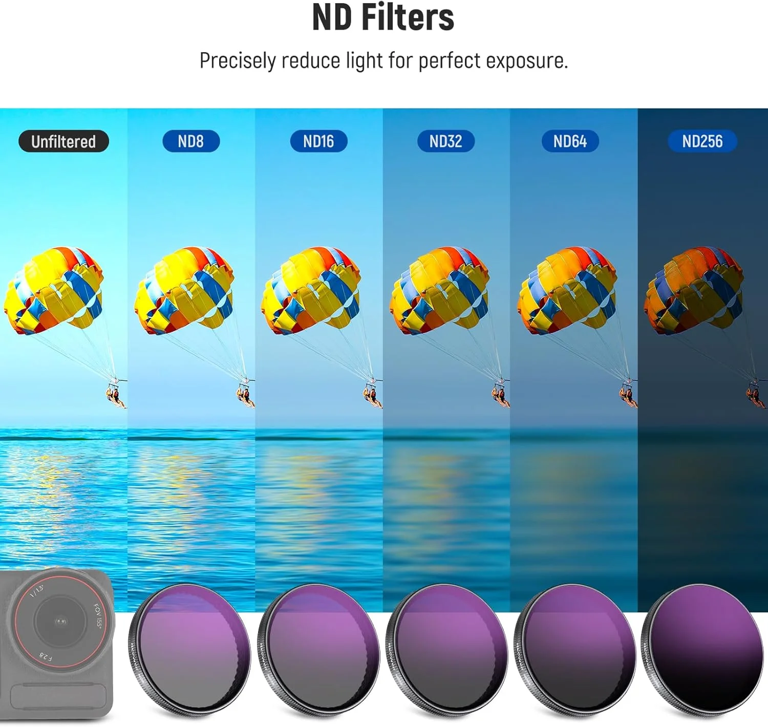 مجموعه فیلتر ND نیور سازگار با DJI Osmo Action 5 Pro/4/3، بسته 6 عددی ND8+ND16+ND32+ND64+ND256+CPL فیلتر پلاریزه با تراکم خنثی، لوازم جانبی دوربین اکشن، شیشه اپتیکال HD چند لایه، FL-A98 مجموعه فیلتر ND نیور سازگار با DJI Osmo Action 5 Pro/4/3، بسته 6 عددی ND8+ND16+ND32+ND64+ND256+CPL فیلتر پلاریزه با تراکم خنثی، لوازم جانبی دوربین اکشن، شیشه اپتیکال HD چند لایه، FL-A98