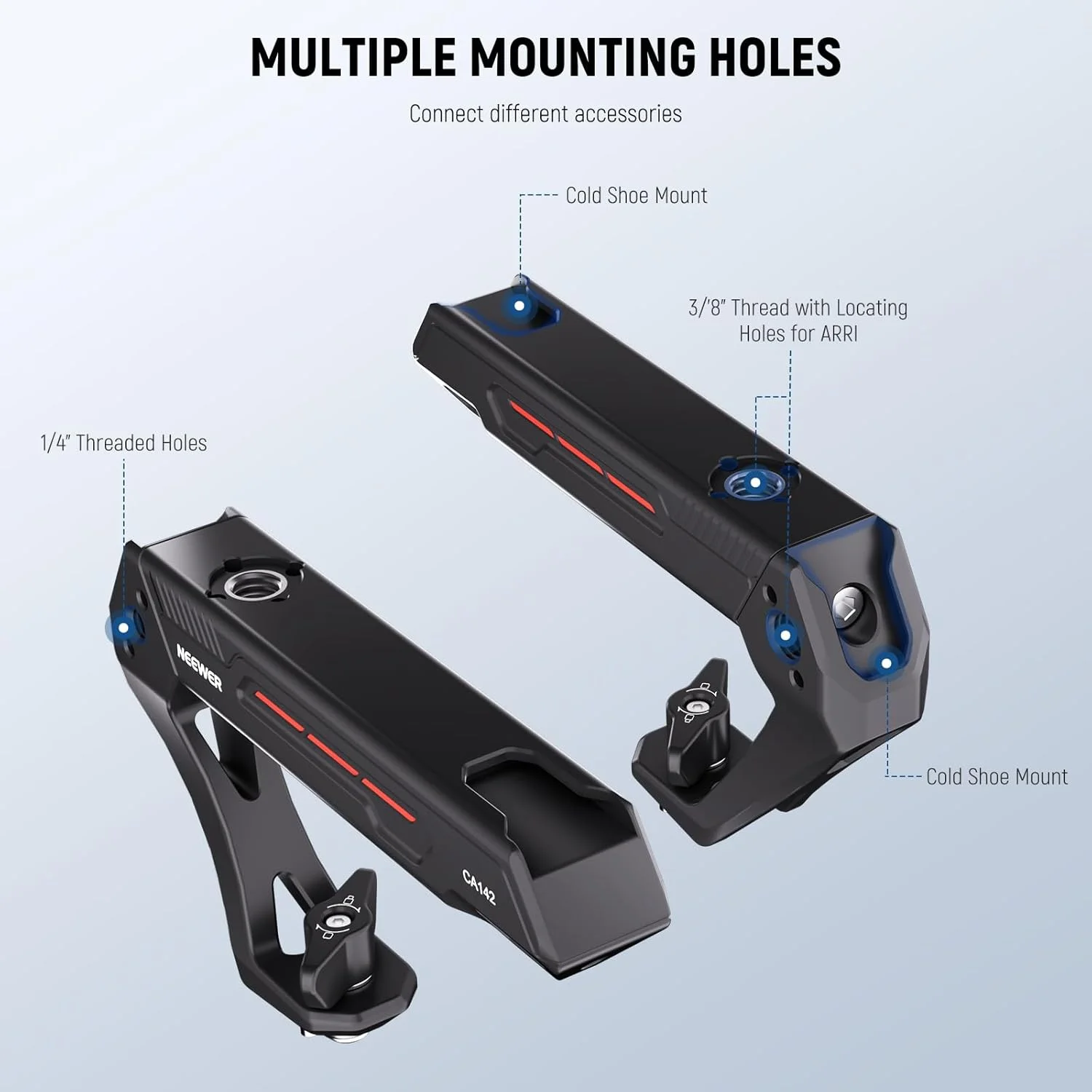 دستگیره بالایی سبک وزن دوربین NEEWER BASIC با پین تعیین موقعیت 3/8 اینچی برای ARRI، دستگیره پلاستیکی قوی بدنه با سوراخ های پیچ 1/4 و 3/8 اینچی و مانت کفشک سرد برای نور ویدئو میکروفون، حداکثر بار 10 کیلوگرم، CA142 دستگیره بالایی سبک وزن دوربین NEEWER BASIC با پین تعیین موقعیت 3/8 اینچی برای ARRI، دستگیره پلاستیکی قوی بدنه با سوراخ های پیچ 1/4 و 3/8 اینچی و مانت کفشک سرد برای نور ویدئو میکروفون، حداکثر بار 10 کیلوگرم، CA142