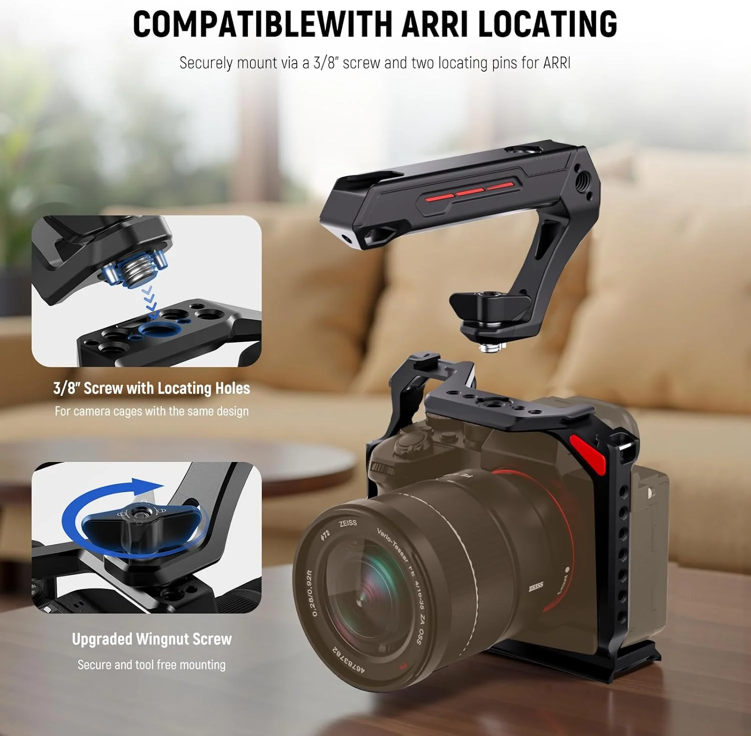 دستگیره بالایی سبک وزن دوربین NEEWER BASIC با پین تعیین موقعیت 3/8 اینچی برای ARRI، دستگیره پلاستیکی قوی بدنه با سوراخ های پیچ 1/4 و 3/8 اینچی و مانت کفشک سرد برای نور ویدئو میکروفون، حداکثر بار 10 کیلوگرم، CA142 دستگیره بالایی سبک وزن دوربین NEEWER BASIC با پین تعیین موقعیت 3/8 اینچی برای ARRI، دستگیره پلاستیکی قوی بدنه با سوراخ های پیچ 1/4 و 3/8 اینچی و مانت کفشک سرد برای نور ویدئو میکروفون، حداکثر بار 10 کیلوگرم، CA142