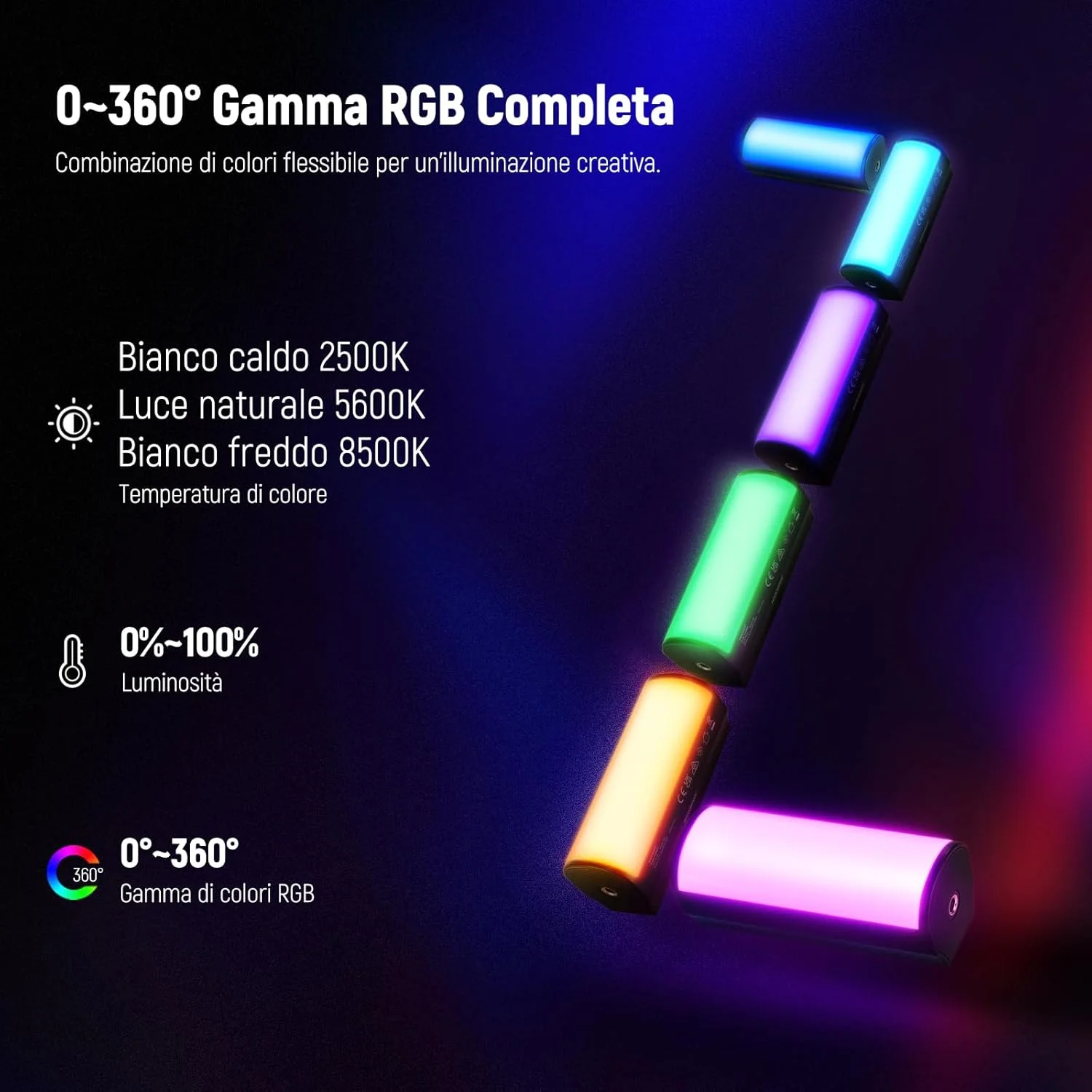 چراغ استیک دستی مغناطیسی NEEWER Basics، لوله نور ویدئویی مینی LED RGB با قابلیت چرخش 360 درجه به همراه دستمال تمیز کننده، باتری 2500mAh، قابلیت تنظیم نور 2500K-8500K مناسب برای ضبط ولاگ، استریم و عکاسی، مدل TL96RGB چراغ استیک دستی مغناطیسی NEEWER Basics، لوله نور ویدئویی مینی LED RGB با قابلیت چرخش 360 درجه به همراه دستمال تمیز کننده، باتری 2500mAh، قابلیت تنظیم نور 2500K-8500K مناسب برای ضبط ولاگ، استریم و عکاسی، مدل TL96RGB