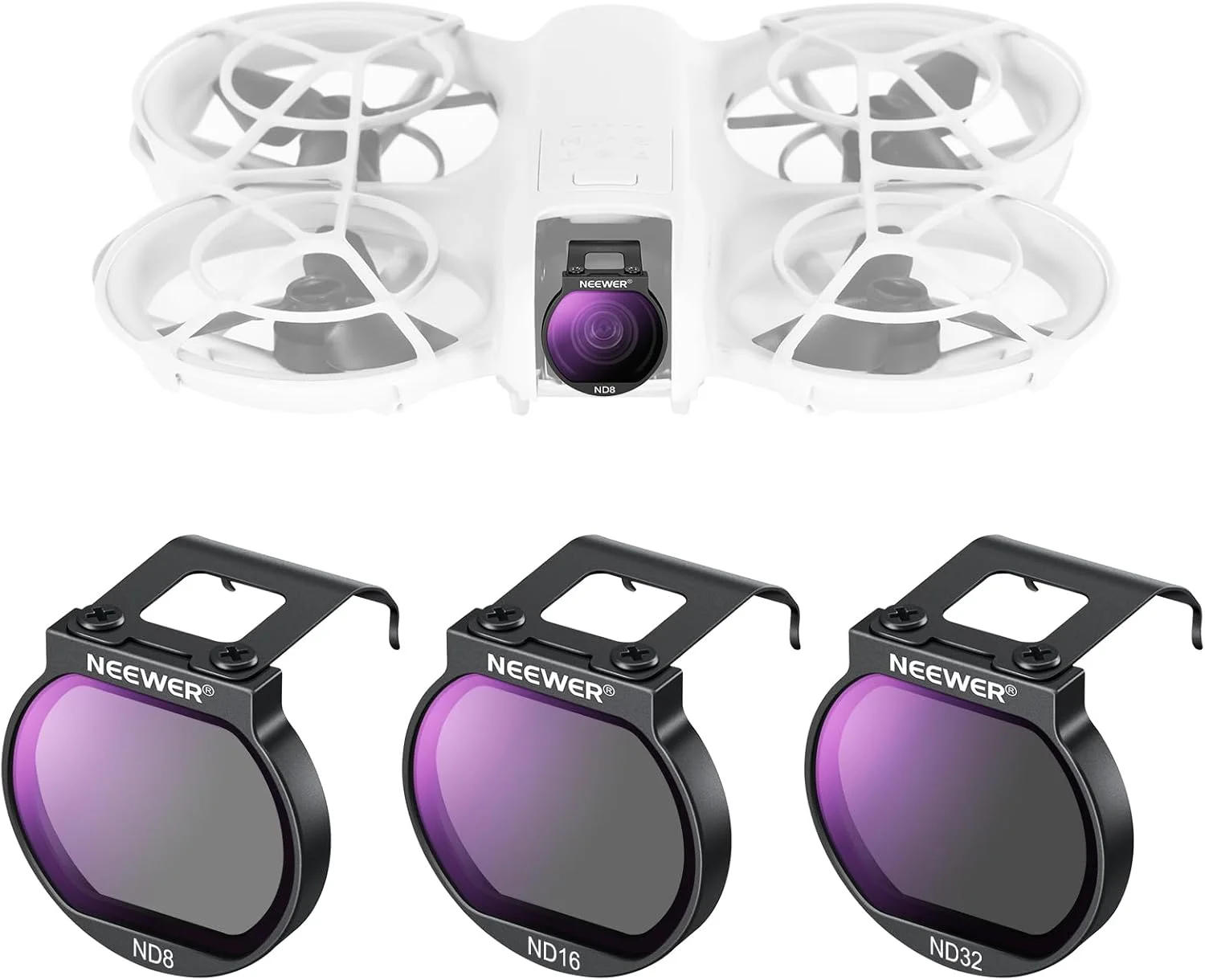 مجموعه فیلتر ND نیور برای پهپاد NEO، بسته 3 عددی ND8/ND16/ND32 فیلتر کاهنده نور لوازم جانبی پهپاد شیشه نوری HD چند لایه باریک سازگار با DJI NEO، FL-N32