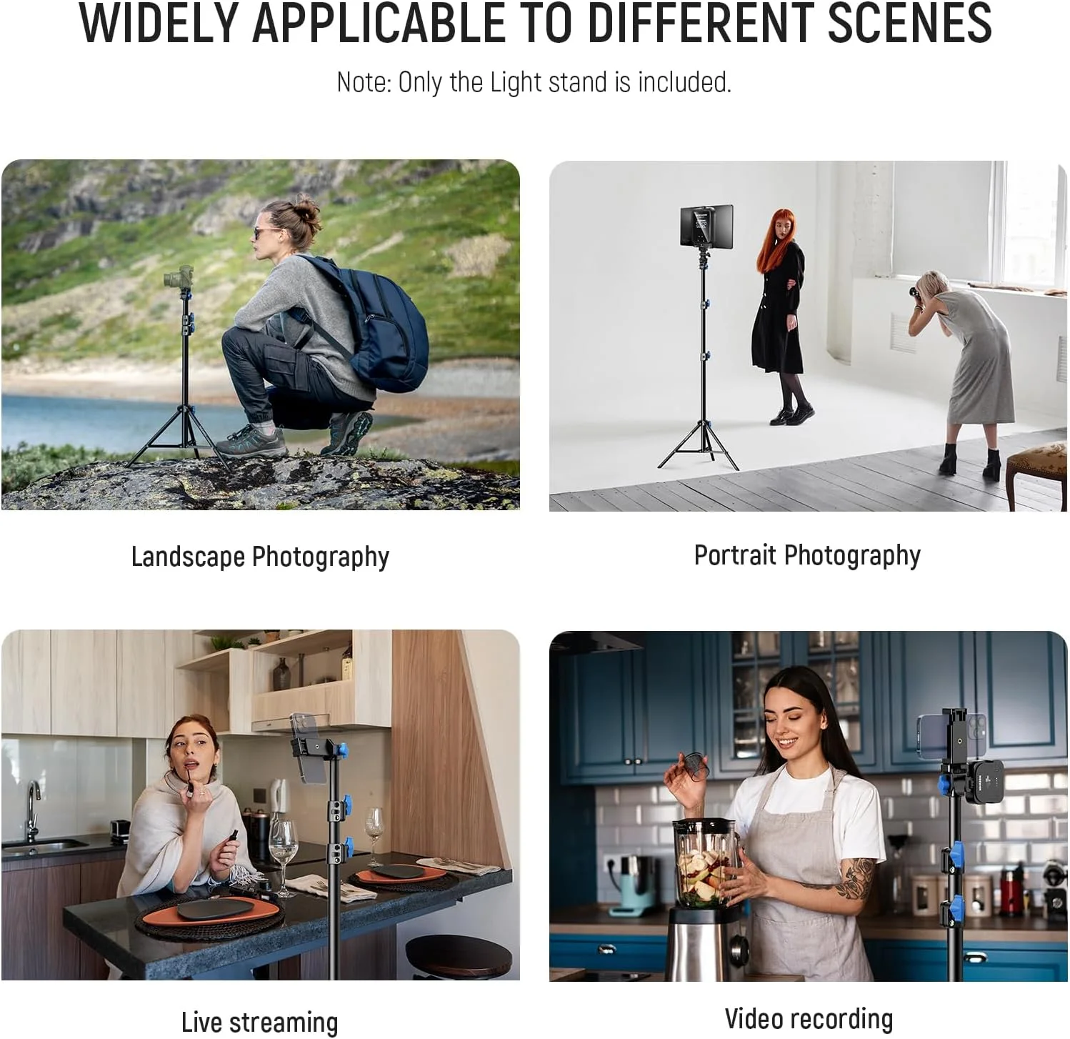 پایه نور عکاسی NEEWER 72-155 سانتی‌متری با سر قابل تنظیم 180 و 360 درجه، سه پایه آلومینیومی قابل حمل با پیچ 1/4 اینچی و کفشک سرد برای نور ویدئویی LED، رینگ لایت، فلاش و میکروفون، مدل ST155A