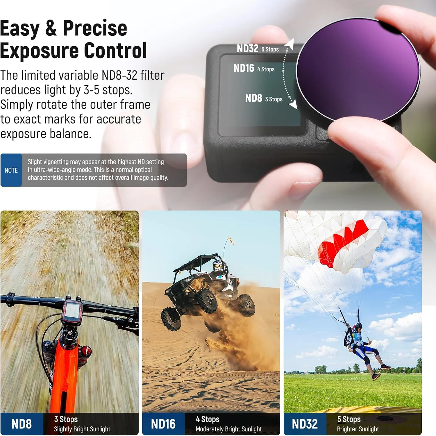 کیت فیلتر ND نیور سازگار با DJI Osmo Action 5 Pro/4، ND8-32 متغیر (3-5 استاپ) + CPL + Black Mist Diffusion 1/4 فیلتر پیچی شیشه نوری HD چند لایه لوازم جانبی دوربین اکشن، FL-52