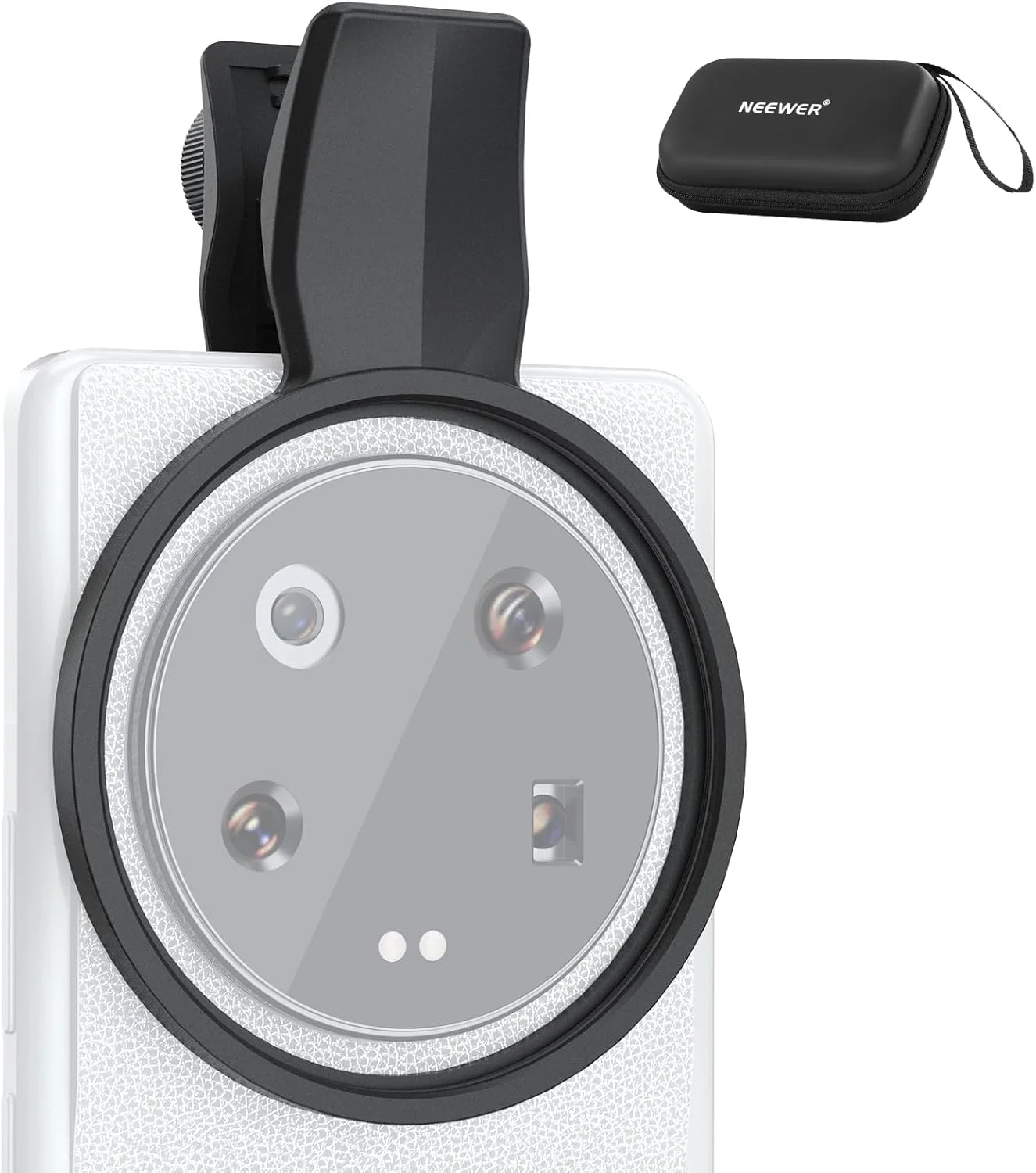 گیره فیلتر لنز دوربین گوشی نیوئر 67 میلی‌متری، گیره فیلتر رزوه ای قابل تنظیم با پدهای لاستیکی ضد لغزش، سازگار با سامسونگ گلکسی گوگل پیکسل هواوی شیائومی، LA008