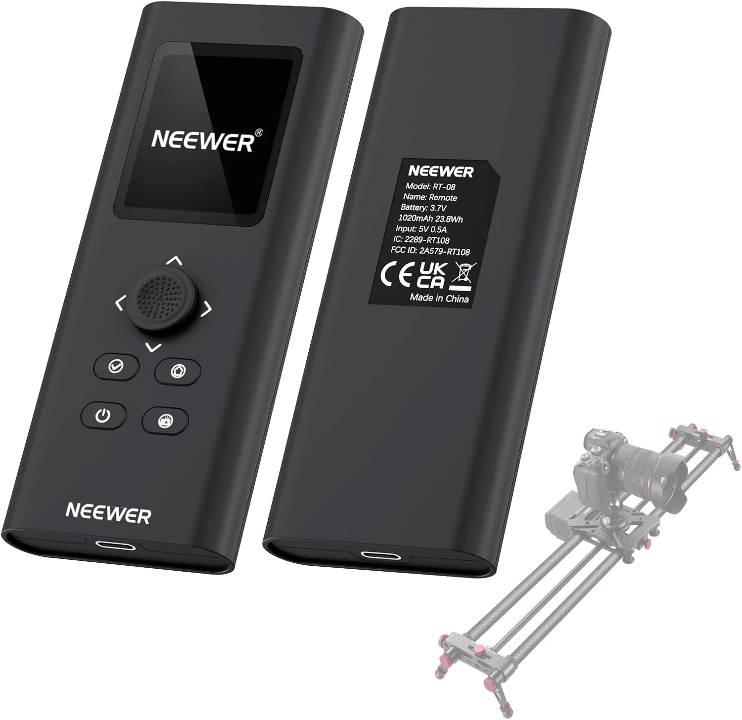 ریموت کنترل 2.4G ارتقا یافته NEEWER برای لغزنده دوربین موتوری، پشتیبانی از حالت ویدئو، عکاسی تایم لپس برای لغزنده ریلی دالی فیبر کربن NEEWER VS-80WC/100WC, ER1-120/100/80 （RT-08）