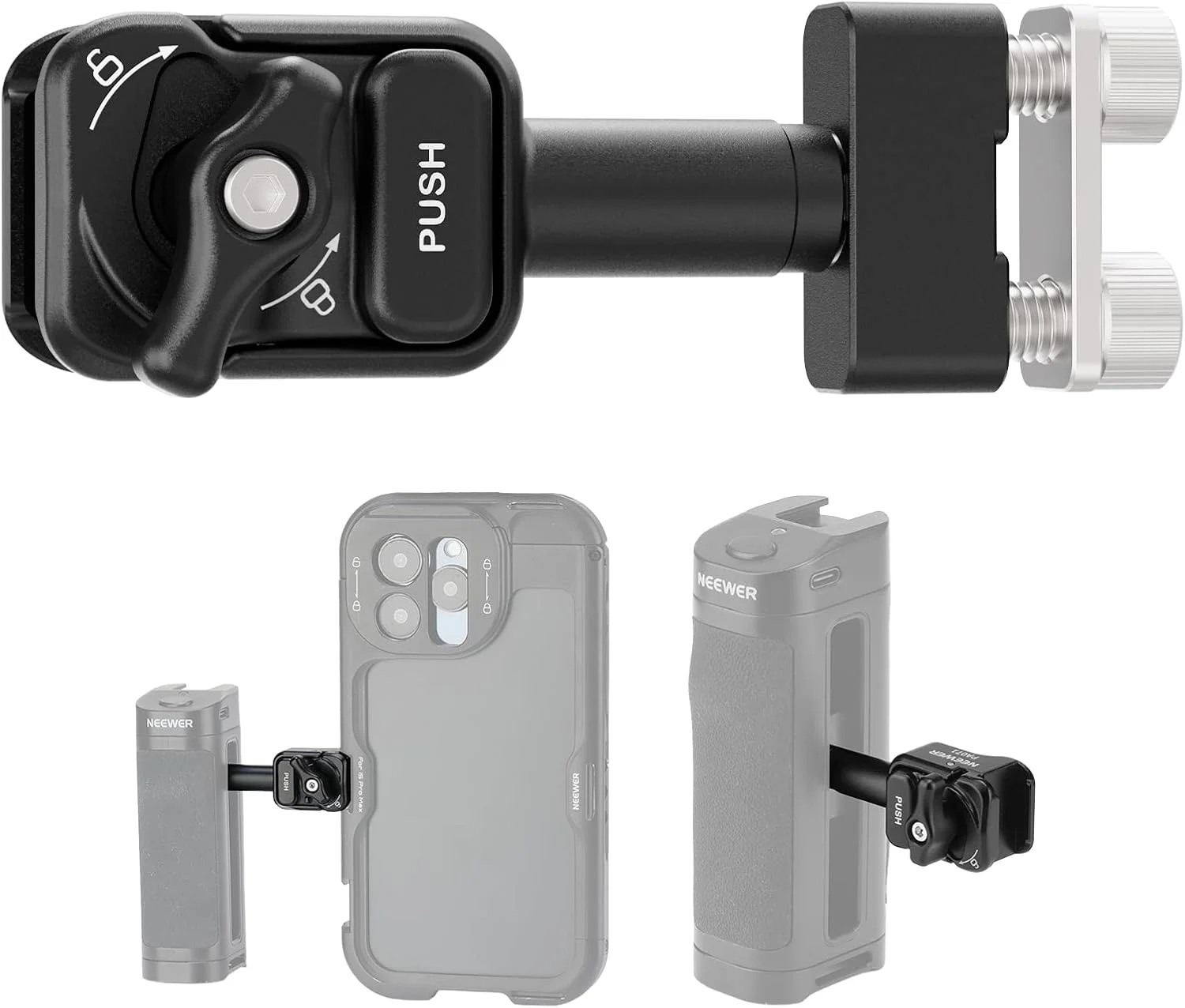 آداپتور نصب دسته جانبی با رهاسازی سریع نیور، گیره نگهدارنده تلفن همراه سازگار با CA022H CA023H CA067H CA068H CA069H PA005E PA028E و PA071