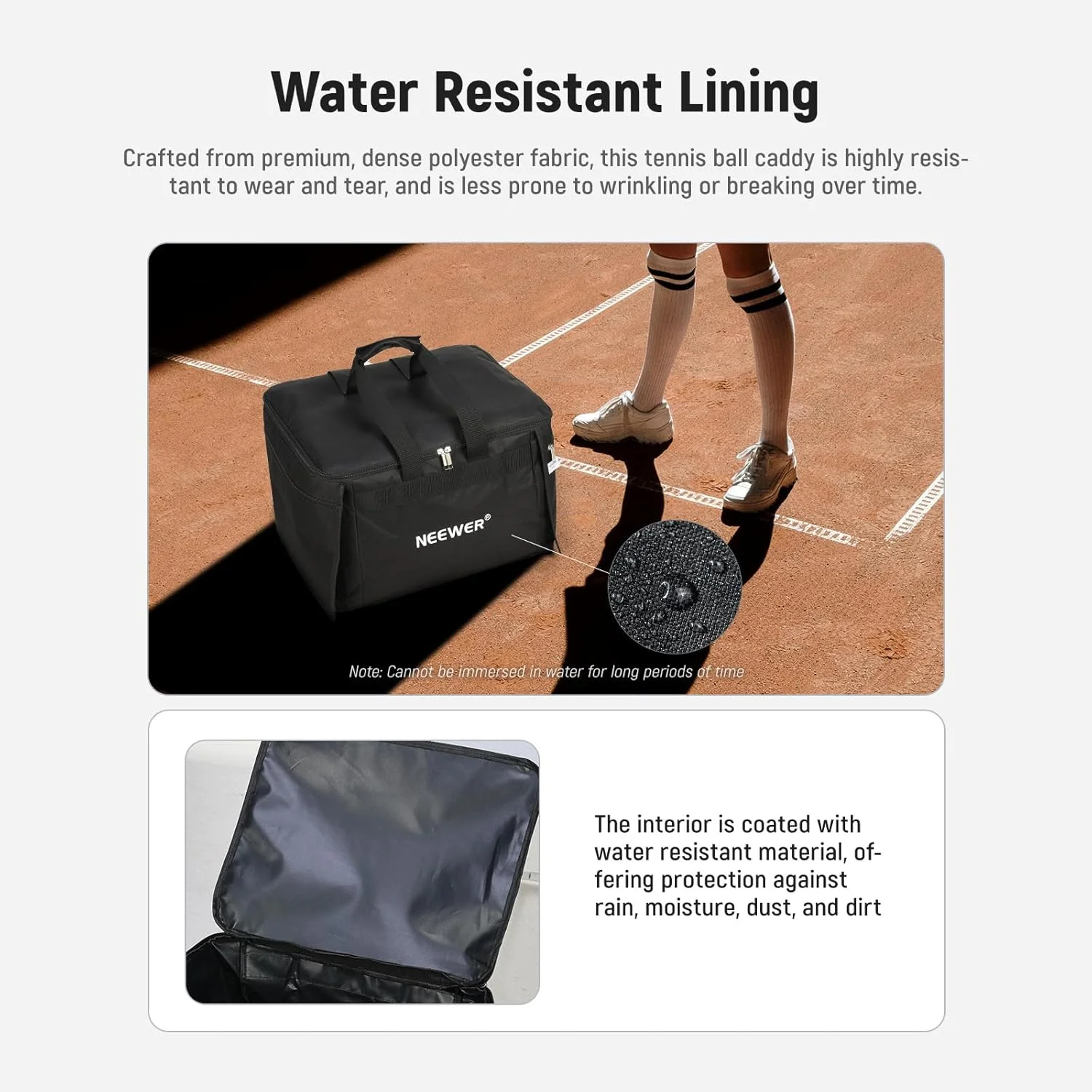 سبد توپ تنیس و پیکل بال NEEWER برای 110 توپ، کیف حمل پلی استر سنگین برای غلتک توپ تنیس NEEWER TB01S، سبد نگهدارنده قابل حمل و سبک وزن توپ بیسبال و گلف با جیب های جانبی، مدل TB01B