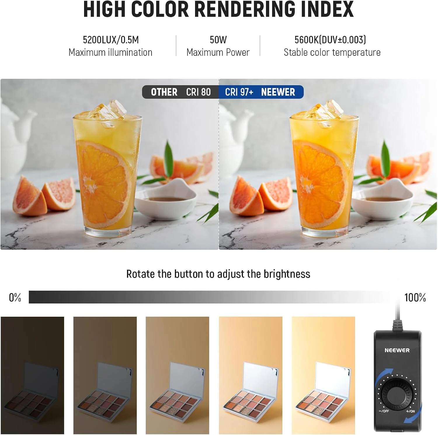 جعبه نور استودیویی عکس NEEWER ارتقا یافته، چادر عکاسی 60x60 سانتی‌متری بدون تابش خیره‌کننده با 4 پس‌زمینه رنگی، 160 LED با دمای رنگ 5600K CRI97+/TLCI98+، میز تاشو قابل تنظیم برای لوازم الکترونیکی و جواهرات، مدل LP60