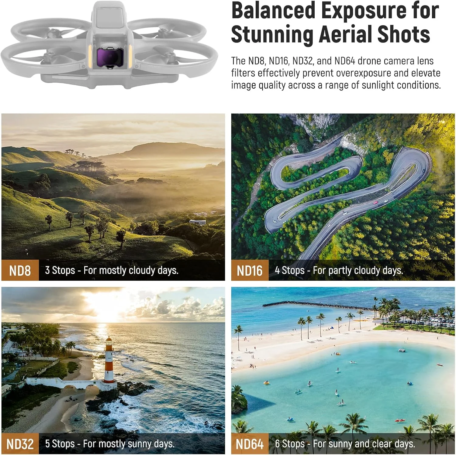 مجموعه فیلترهای کاهنده نور NEEWER، 4 عددی، سازگار با DJI Avata 2، شامل ND8/ND16/ND32/ND64، لوازم جانبی پهپاد، شیشه HD با پوشش دو طرفه، بدون تداخل با پوشش لنز مجموعه فیلترهای کاهنده نور NEEWER، 4 عددی، سازگار با DJI Avata 2، شامل ND8/ND16/ND32/ND64، لوازم جانبی پهپاد، شیشه HD با پوشش دو طرفه، بدون تداخل با پوشش لنز