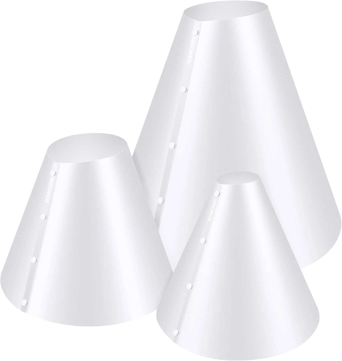NEEWER بسته 3 عددی پخش کننده نور مخروطی برای عکاسی (14 اینچ/15 اینچ/20 اینچ)، پخش نور 360 درجه PC مخروطی برای عکاسی از اشیاء بازتابنده، جایگزین برای جعبه عکس عکاسی از محصول جواهرات، NK001