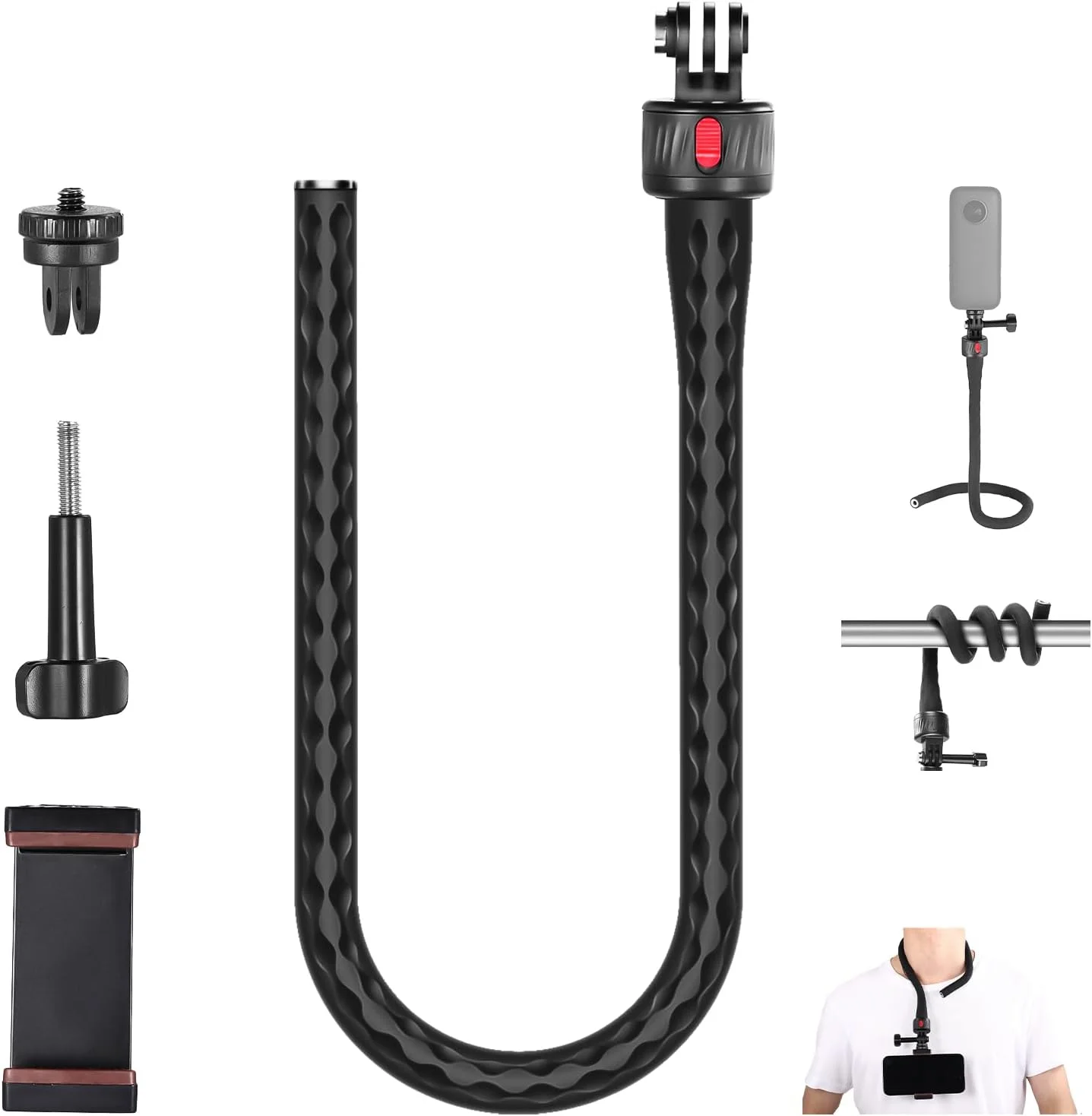 پایه انعطاف پذیر موبایل NEEWER با اتصال مغناطیسی سریع برای دوربین های اکشن سازگار با GoPro Insta360 DJI Action 4 iPhone، مونوپاد تاشو برای سبد خرید/باشگاه، GP-17