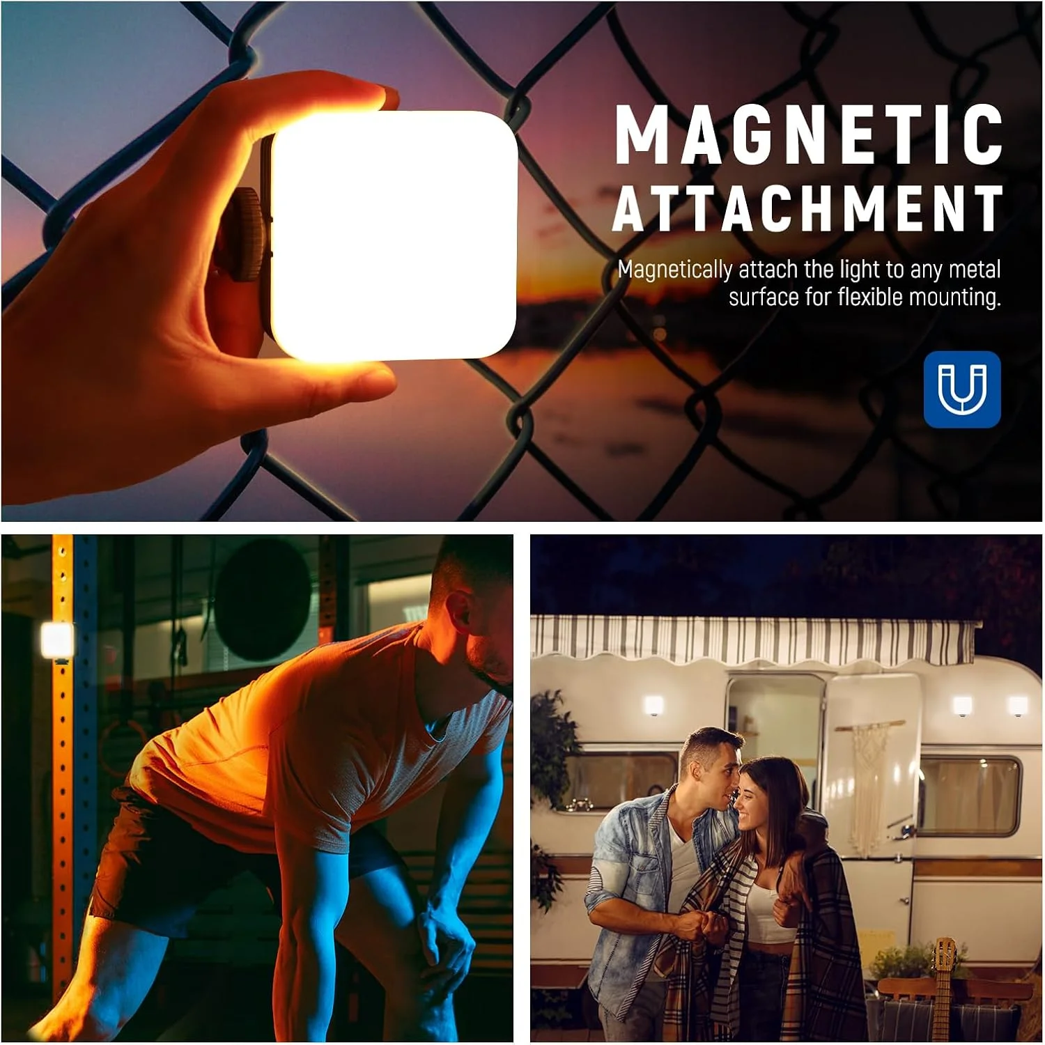 نور ویدئویی مغناطیسی RGB نیور، بسته 2 عددی نور دوربین LED تمام رنگی RGB61 با 3 پایه کفشک سرد/CRI 97+/20 حالت صحنه/2500K-8500K/نورپردازی سلفی عکاسی قابل حمل قابل شارژ 2000mAh