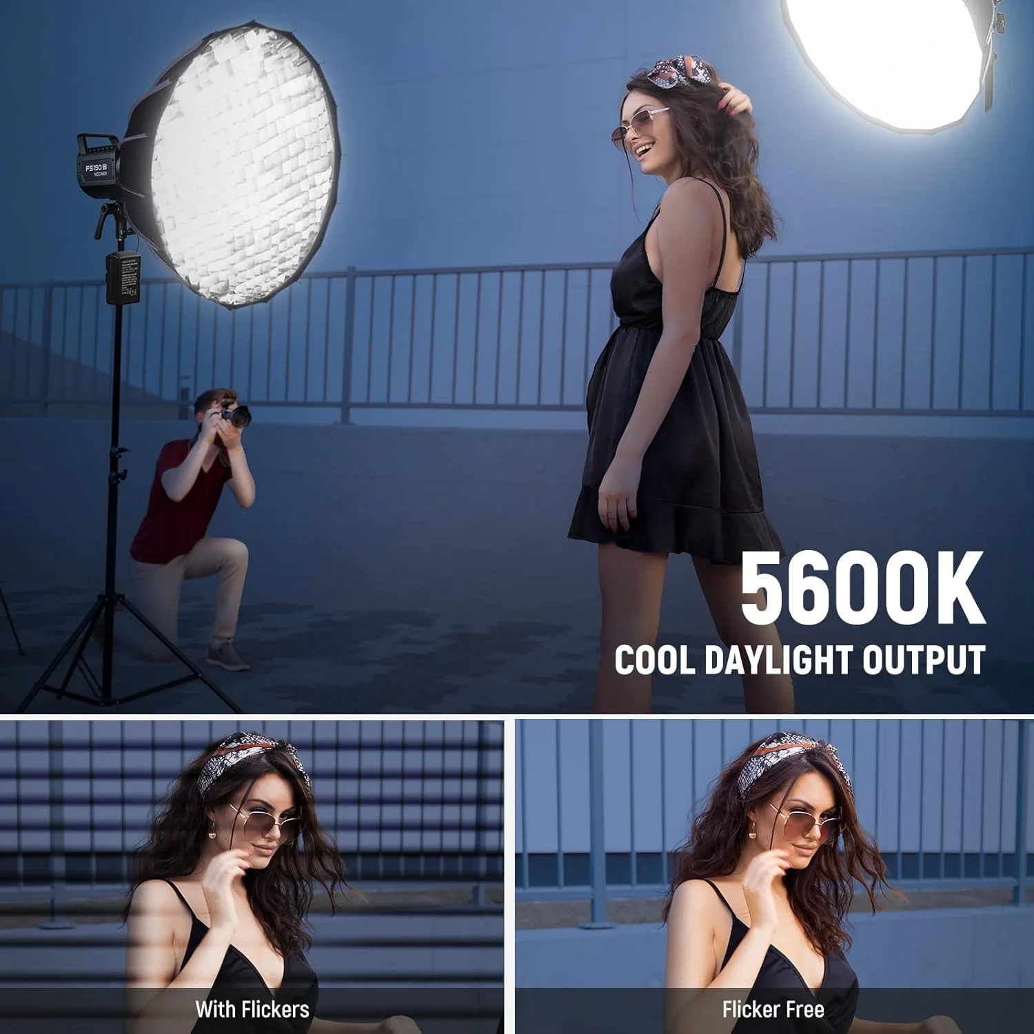 نور ویدئویی ال ای دی NEEWER FS150 با کنترل 2.4G/App، لامپ نورافکن استودیویی مداوم 130 واتی 5600K COB با نور روز، 102000 لوکس در 1 متر، CRI97+، 9 جلوه، مانت بوئنز نور ویدئویی ال ای دی NEEWER FS150 با کنترل 2.4G/App، لامپ نورافکن استودیویی مداوم 130 واتی 5600K COB با نور روز، 102000 لوکس در 1 متر، CRI97+، 9 جلوه، مانت بوئنز