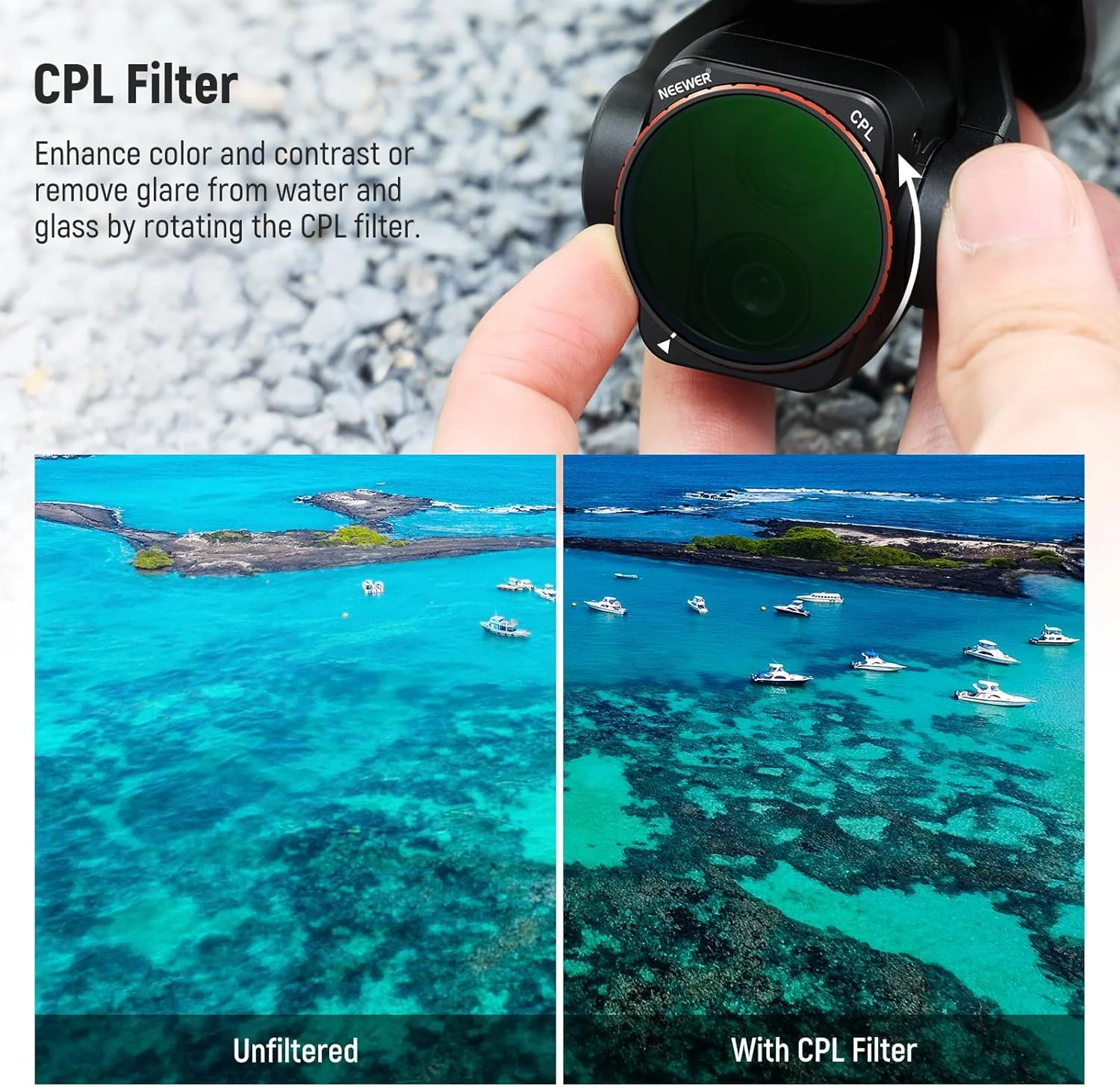 مجموعه فیلترهای ND CPL UV نیور سازگار با DJI Air 3، بسته 6 عددی شامل فیلترهای ND8 ND16 ND32 ND64 UV CPL پلاریزه با چگالی خنثی، شیشه اپتیکال HD چند لایه / اتصال ایمن / فریم سبک وزن