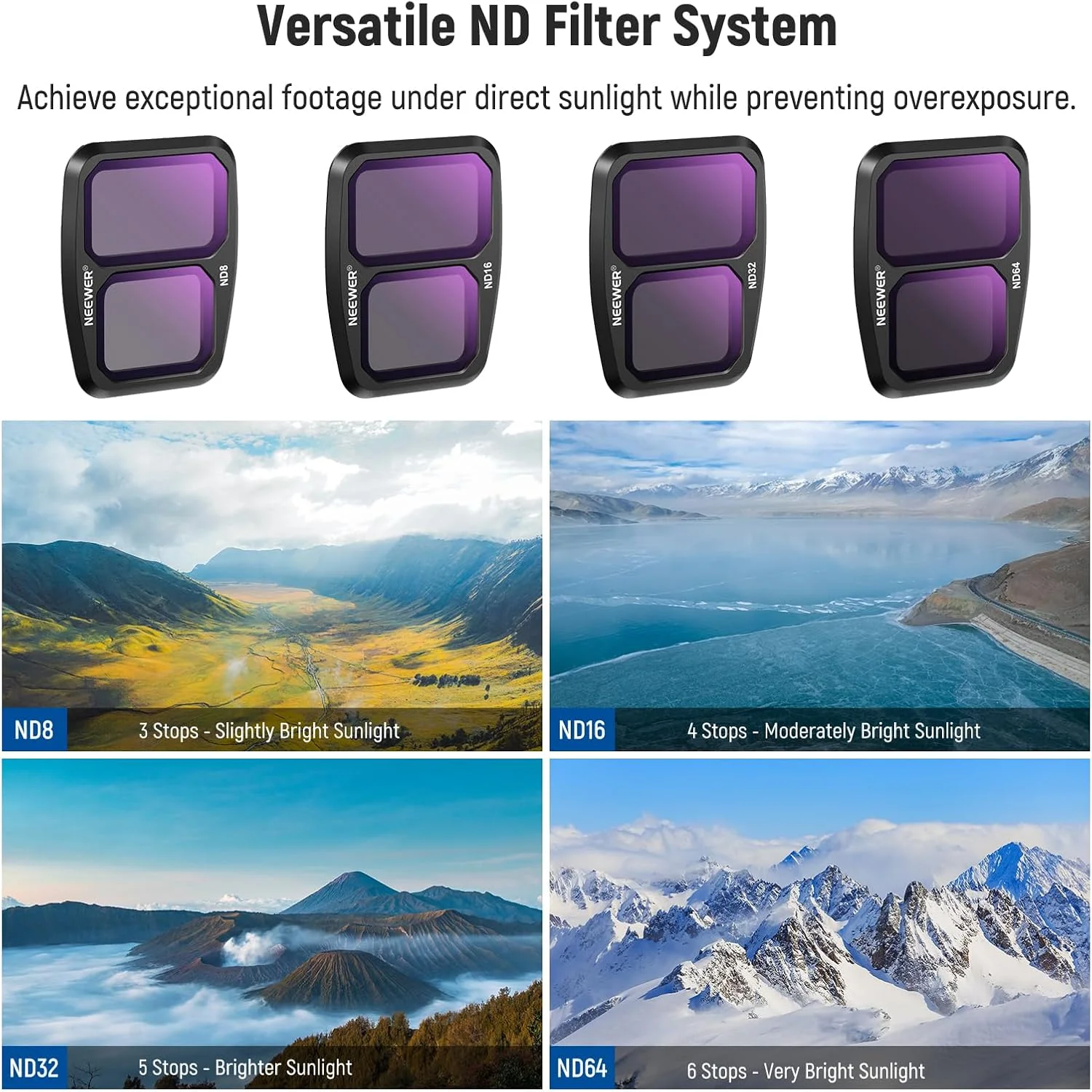 مجموعه فیلترهای ND CPL UV نیور سازگار با DJI Air 3، بسته 6 عددی شامل فیلترهای ND8 ND16 ND32 ND64 UV CPL پلاریزه با چگالی خنثی، شیشه اپتیکال HD چند لایه / اتصال ایمن / فریم سبک وزن