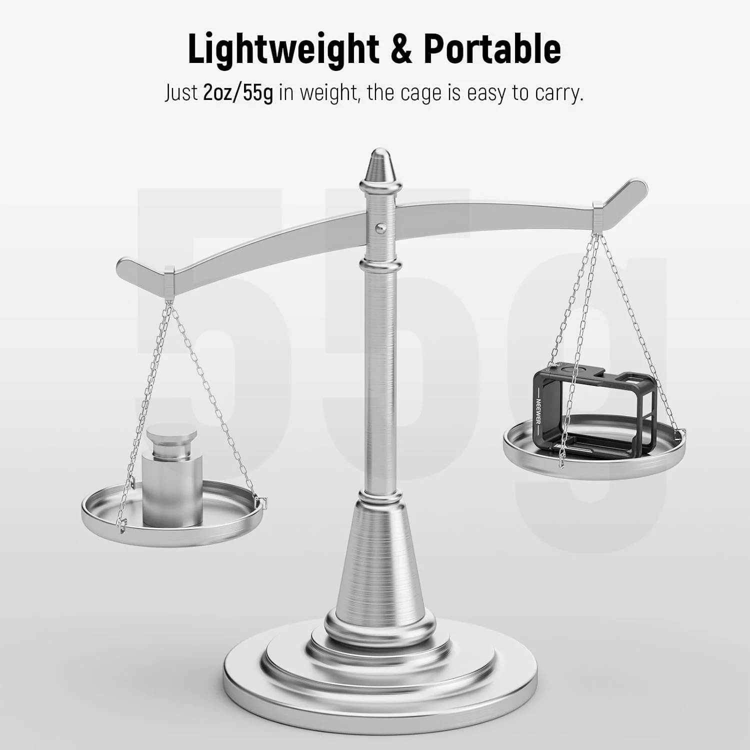 محافظ فلزی دوربین اکشن نیوور مدل AC004، مناسب برای دوربین های اکشن 4 و اکشن 3، سازگار با میکروفون DJI، دارای مانت کفش سرد، رزوه 1/4 اینچ، دکمه شاتر، سازگار با مانت مغناطیسی اصلی