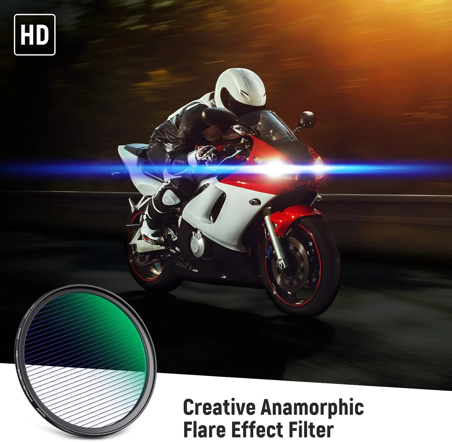 فیلتر خط آبی 62 میلی‌متری NEEWER، شیشه اپتیکال HD با قابلیت چرخش 360 درجه، فیلتر لنز جلوه‌های ویژه آنامورفیک، فریم آلیاژ آلومینیوم با پوشش چند لایه مقاوم 28 لایه