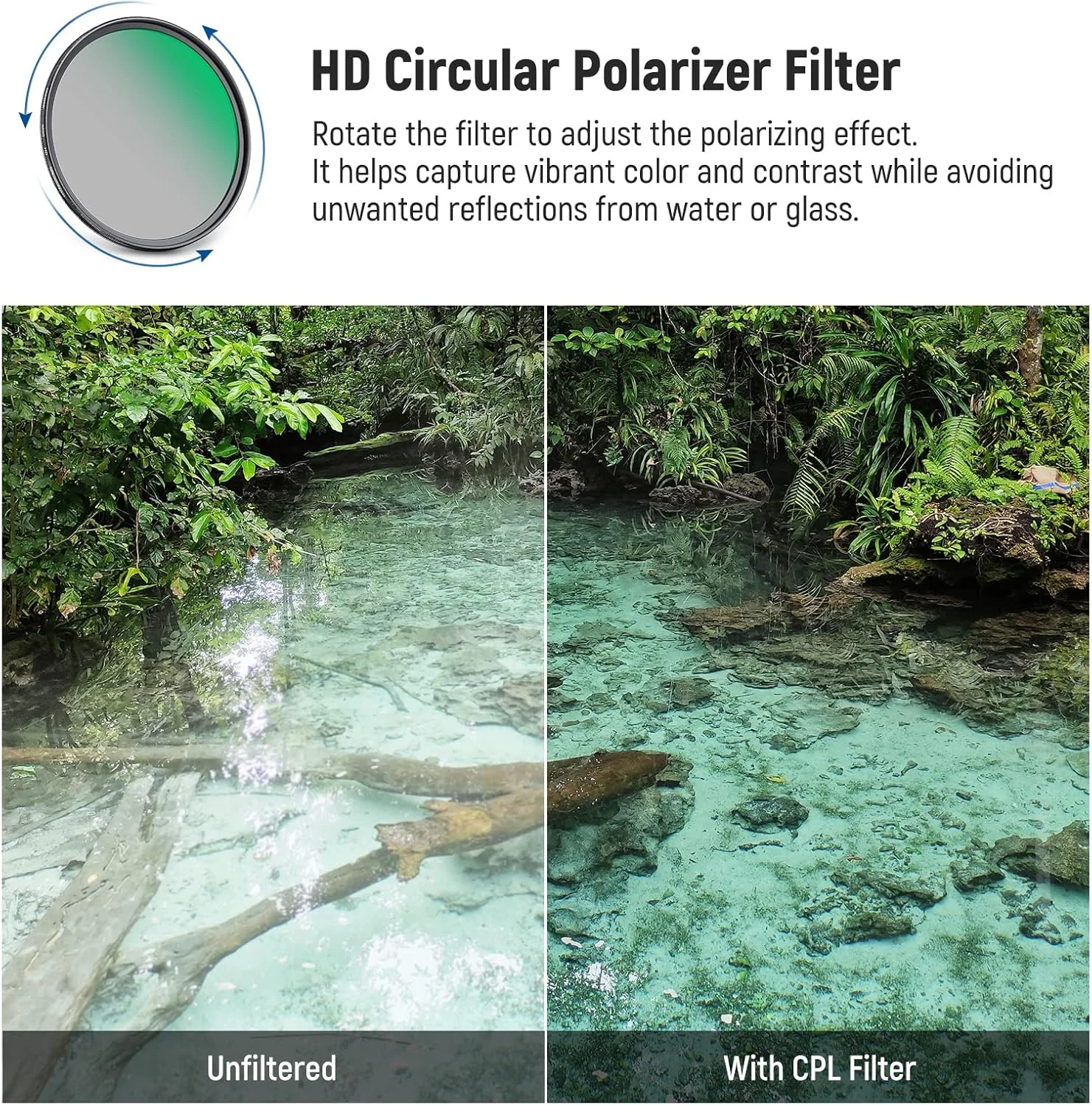 کیت فیلتر لنز 49 میلی‌متری NEEWER CPL UV، مجموعه فیلتر لنز پلاریزه دایره‌ای/محافظت UV با شیشه اپتیکال HD با پوشش نانو 30 لایه دو طرفه/فریم آلومینیومی فوق‌العاده باریک