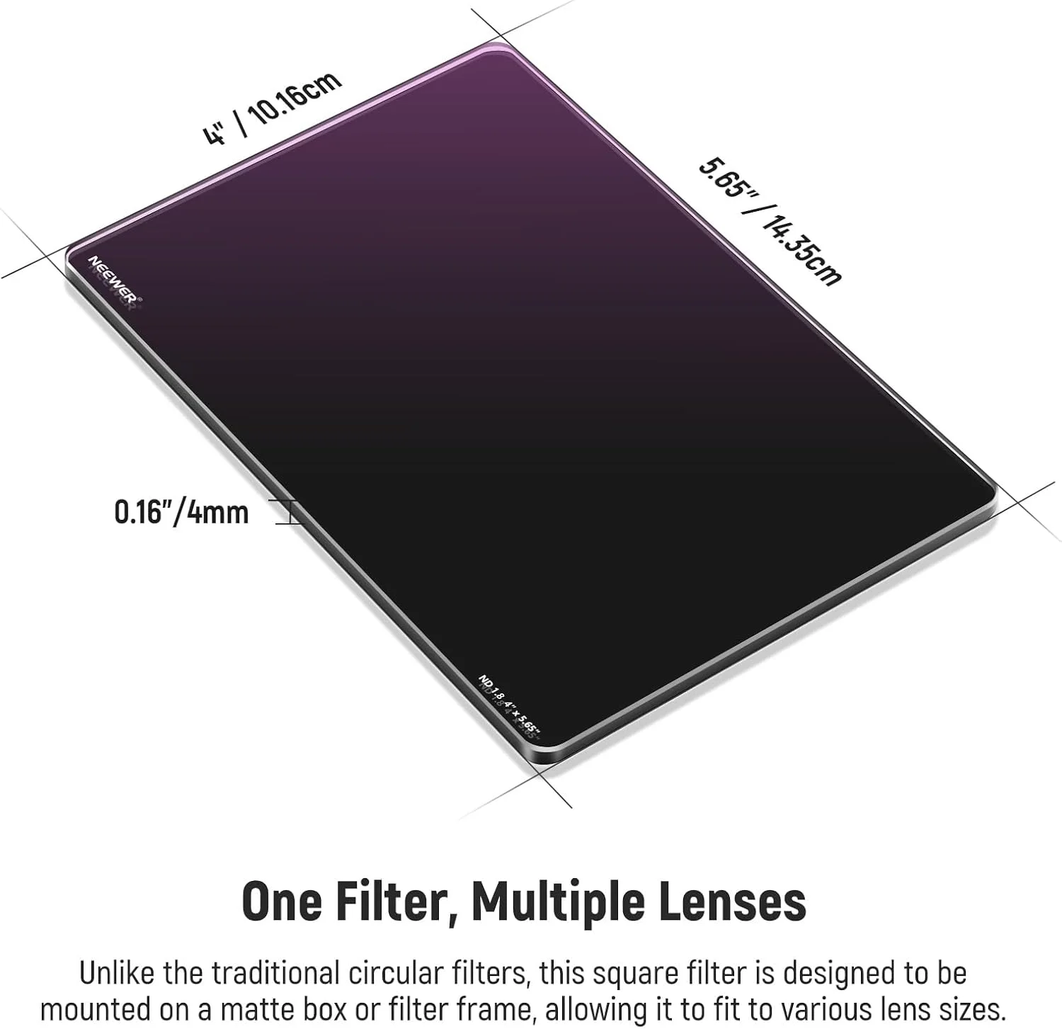 فیلتر کاهنده نور مربعی ND1.8 (6 استاپ) Neewer، فیلتر تراکم خنثی سینمایی 4"x5.65" سازگار با Tilta سازگار با جعبه مات SmallRig، شیشه نوری HD چند لایه باریک / 1.56% انتقال نور فیلتر کاهنده نور مربعی ND1.8 (6 استاپ) Neewer، فیلتر تراکم خنثی سینمایی 4"x5.65" سازگار با Tilta سازگار با جعبه مات SmallRig، شیشه نوری HD چند لایه باریک / 1.56% انتقال نور
