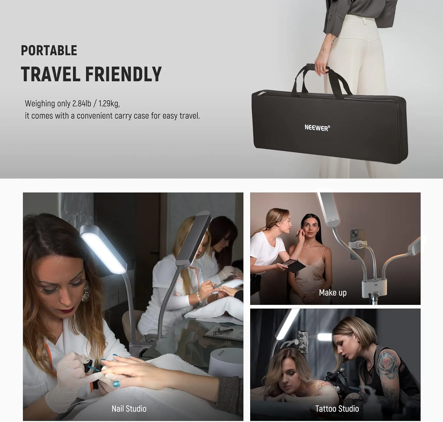 نورپردازی دو رنگ عکاسی NEEWER با نگهدارنده تلفن همراه، سازگار با 2.4G/PC/Mac و کنترل 2 هد نور ویدئویی، لامپ با بازوی دوتایی برای آرایش، مژه، ابرو، تاتو، BH40B نورپردازی دو رنگ عکاسی NEEWER با نگهدارنده تلفن همراه، سازگار با 2.4G/PC/Mac و کنترل 2 هد نور ویدئویی، لامپ با بازوی دوتایی برای آرایش، مژه، ابرو، تاتو، BH40B