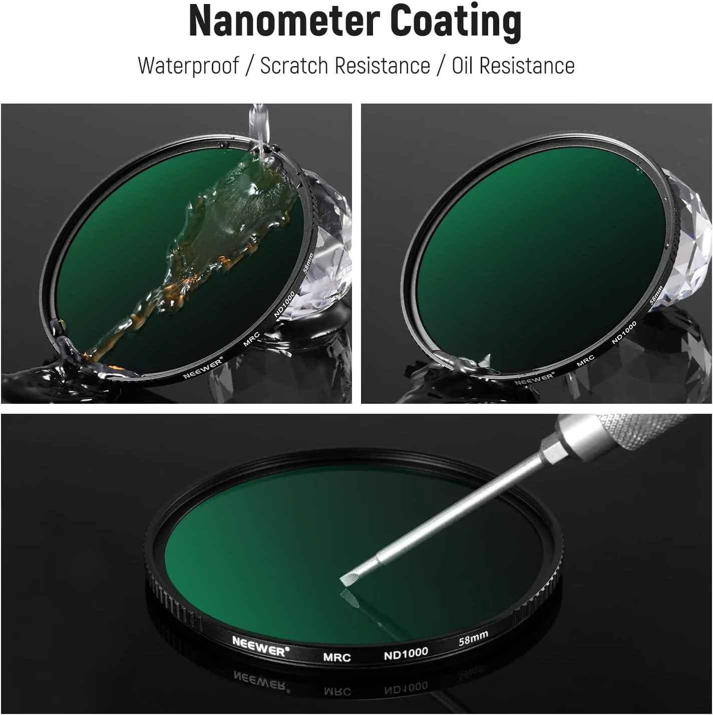 مجموعه فیلتر ND ثابت 58 میلیمتری NEEWER شامل فیلترهای کاهنده نور ND1000، ND64، ND8 و ND4، پوشش نانو 30 لایه دو طرفه، شیشه اپتیکال HD، بسیار باریک، ضد آب و ضد خش به همراه کیف ضدآب مجموعه فیلتر ND ثابت 58 میلیمتری NEEWER شامل فیلترهای کاهنده نور ND1000، ND64، ND8 و ND4، پوشش نانو 30 لایه دو طرفه، شیشه اپتیکال HD، بسیار باریک، ضد آب و ضد خش به همراه کیف ضدآب