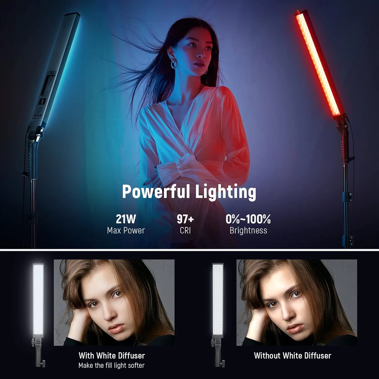 ست دو عددی میله نور LED بهبود یافته NEEWER مدل BH20B با کنترل از راه دور 2.4G، نور قابل تنظیم دستی 3200K~5600K CRI97+ به همراه پایه/فیلتر/کیف برای فیلمبرداری یوتیوب، عکاسی و گیمینگ ست دو عددی میله نور LED بهبود یافته NEEWER مدل BH20B با کنترل از راه دور 2.4G، نور قابل تنظیم دستی 3200K~5600K CRI97+ به همراه پایه/فیلتر/کیف برای فیلمبرداری یوتیوب، عکاسی و گیمینگ