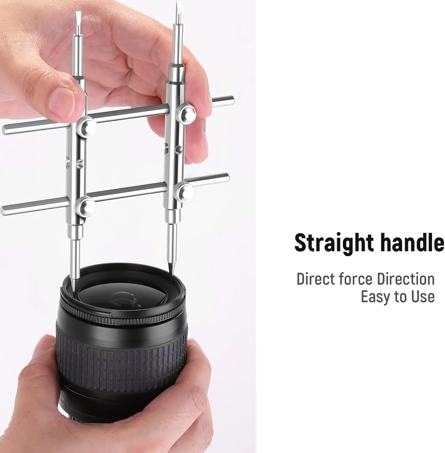 آچار لنز استیل ضد زنگ NEEWER، ابزار حرفه ای تعمیر و باز کردن لنز با نوک های تخت و تیز دو طرفه، ابزار برداشتن لنز با چهار پیچ برای لنز دوربین DSLR، لنز تلسکوپ (مستقیم)