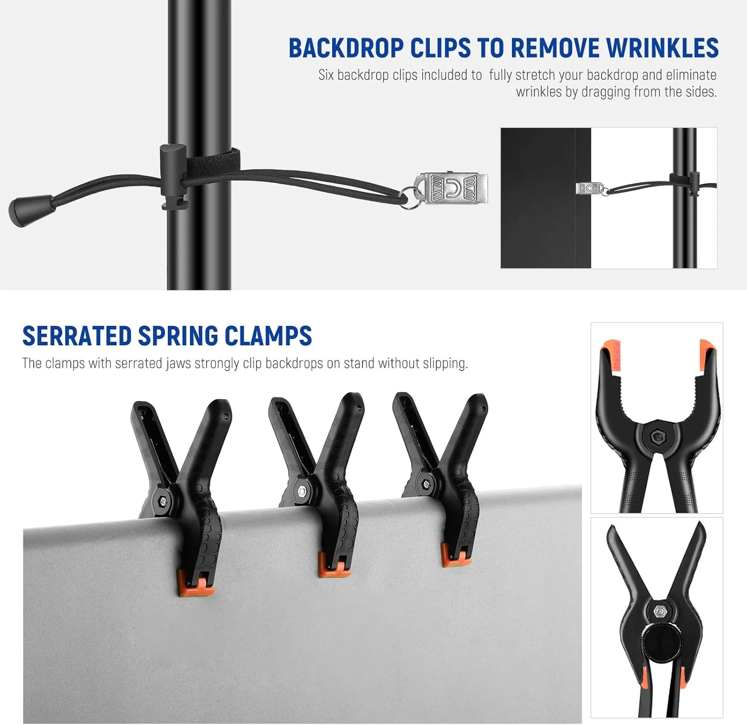 مجموعه پایه نگهدارنده پس زمینه قابل تنظیم NEEWER 2.6x3 متر، سیستم پشتیبانی پس زمینه عکاسی با 4 میله اتصال، 6 گیره فنری، 6 گیره پس زمینه، 2 کیسه شن و کیف حمل برای عکس، فیلم، مهمانی و مراسم